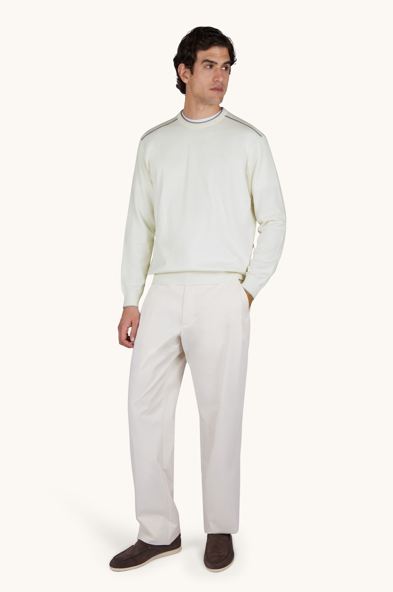 Paul & Shark CREW‑NECK SWEATER IN SILK AND COTTON WITH AQUALEATHER SUEDE DETAILS outlook