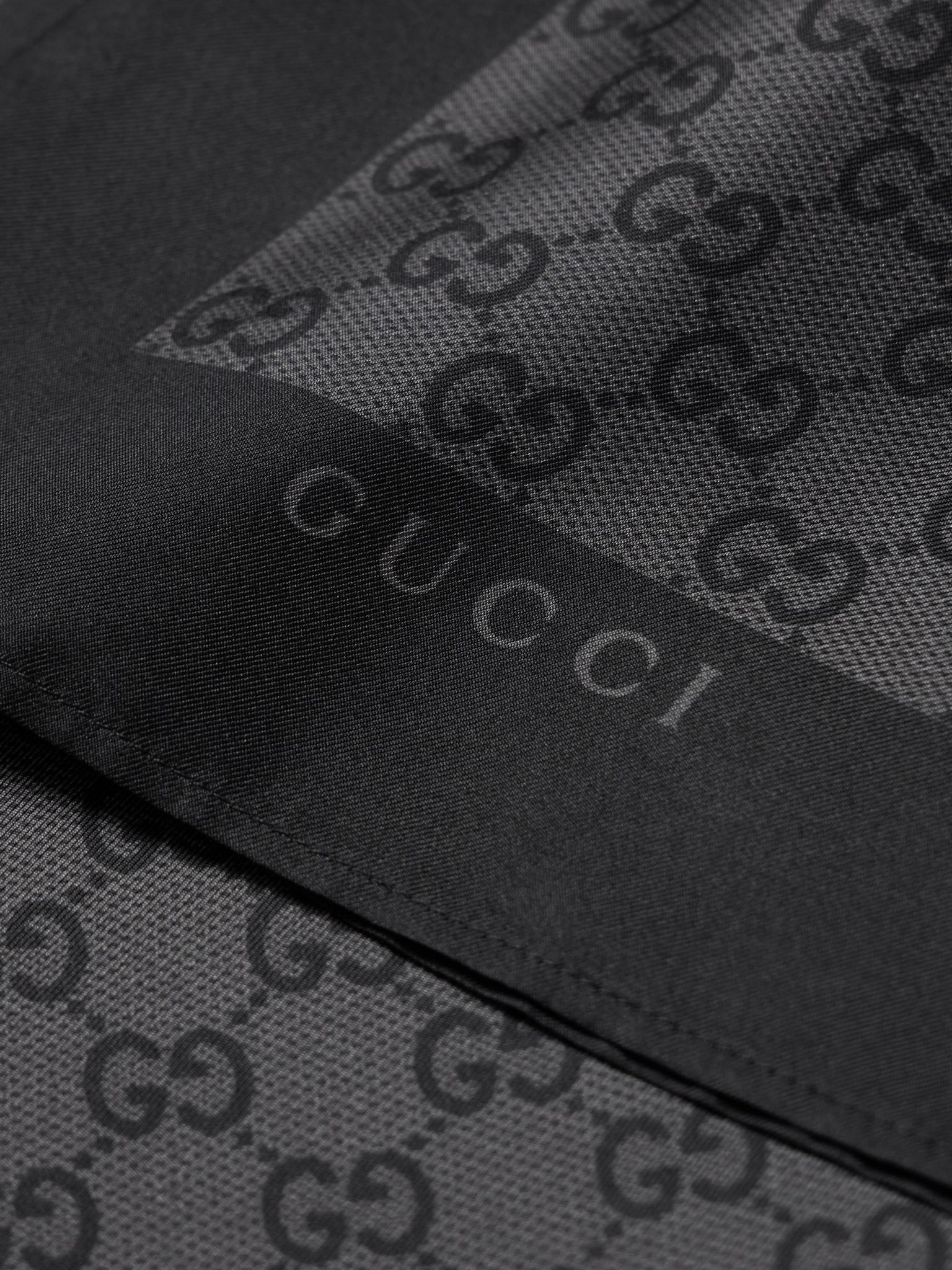 Camp-Collar Logo-Print Silk-Satin Shirt Dark gray - 5