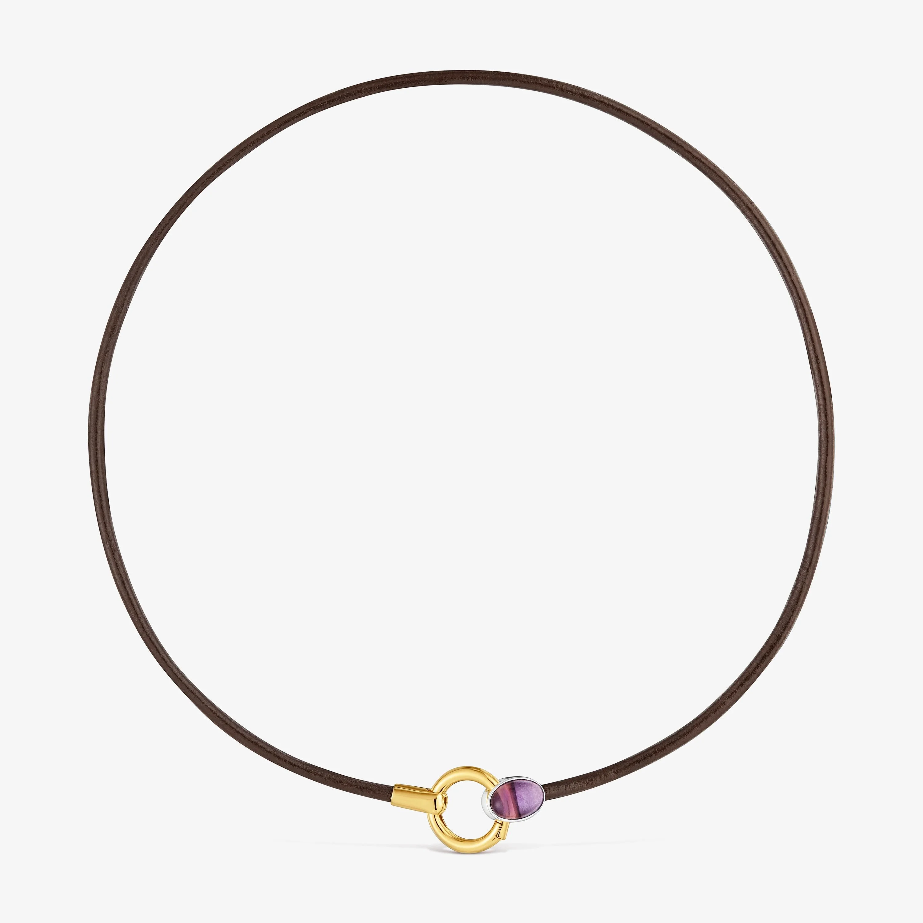 Two-tone Necklace with amethyst and leather cord TOUS Gem Power - 1