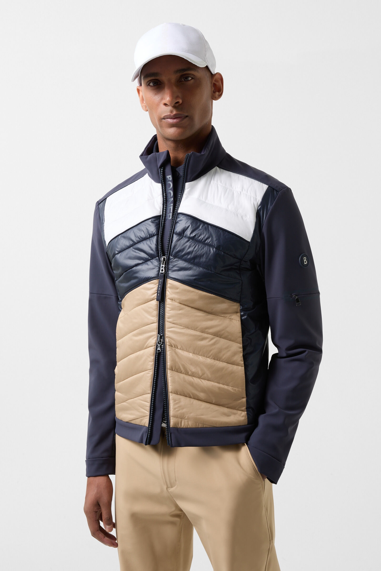 Jadon Hybrid jacket in Navy blue/Camel - 1