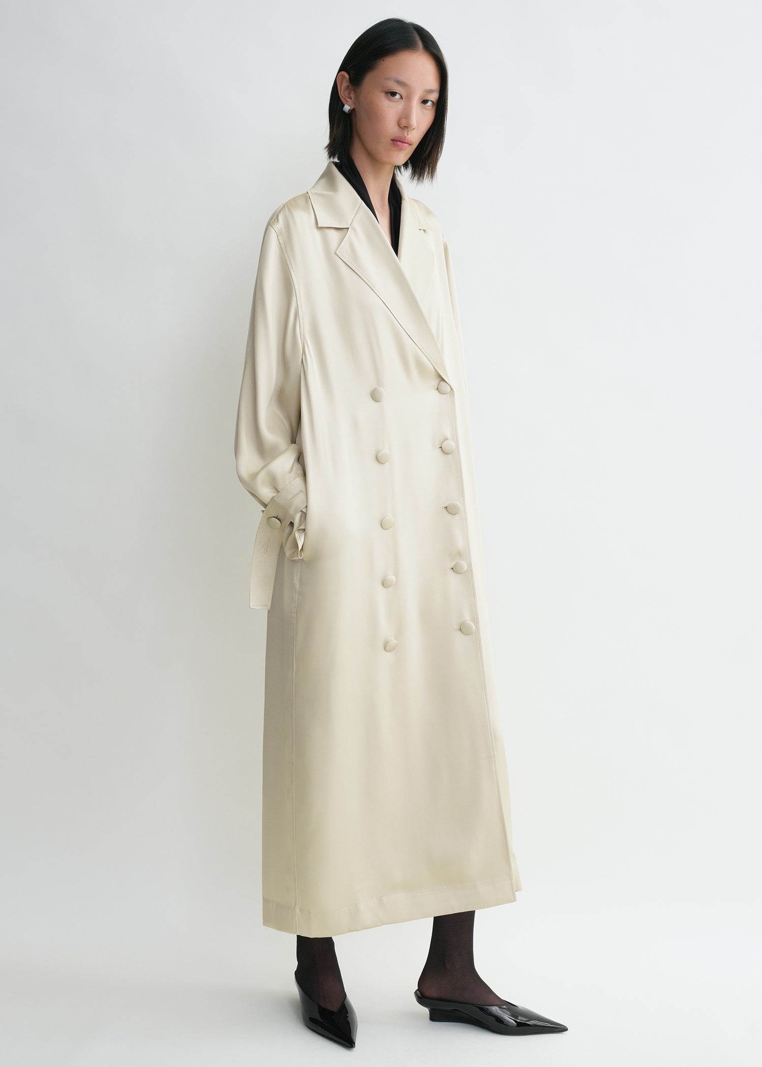Satin trench dress pearl - 2