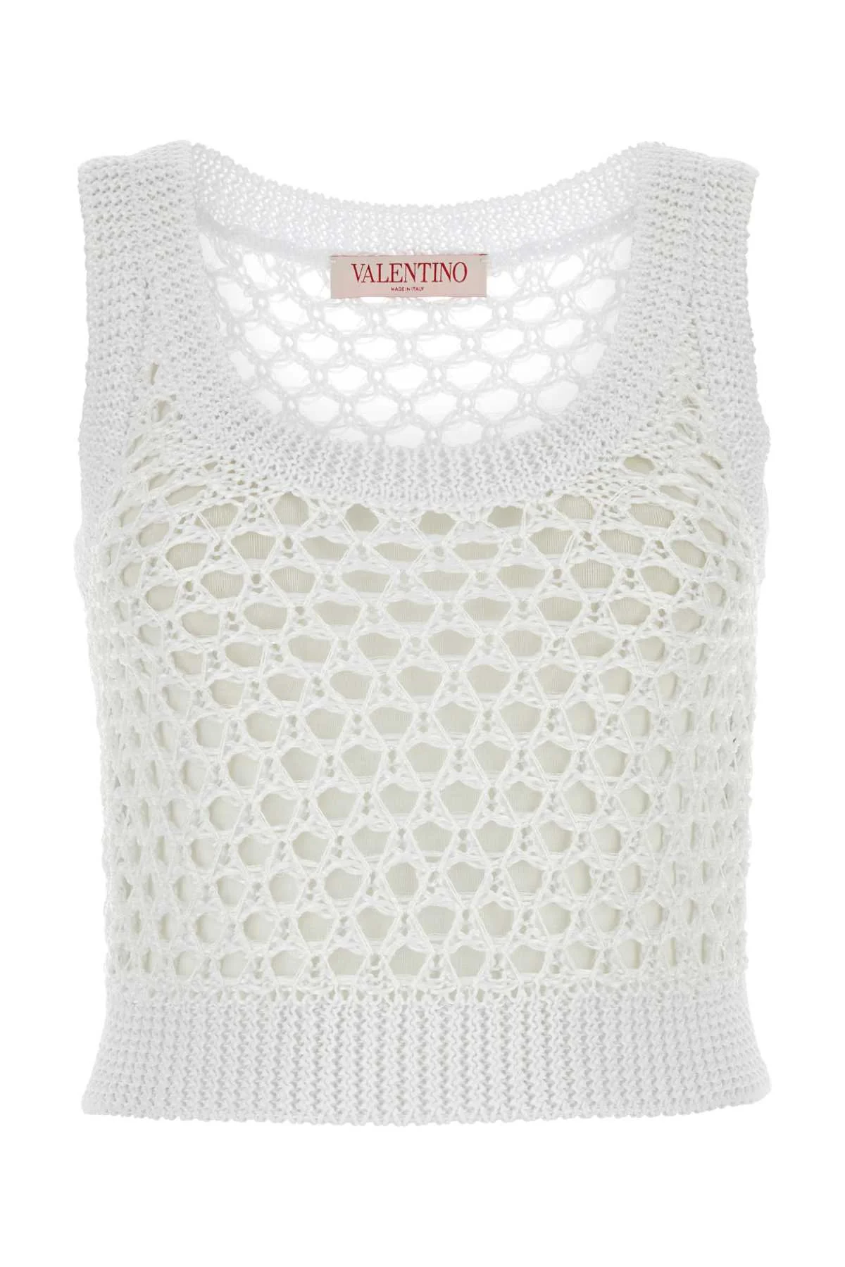Valentino Garavani Women White Mesh Valentino Garavani Escape Crop-Top - 1