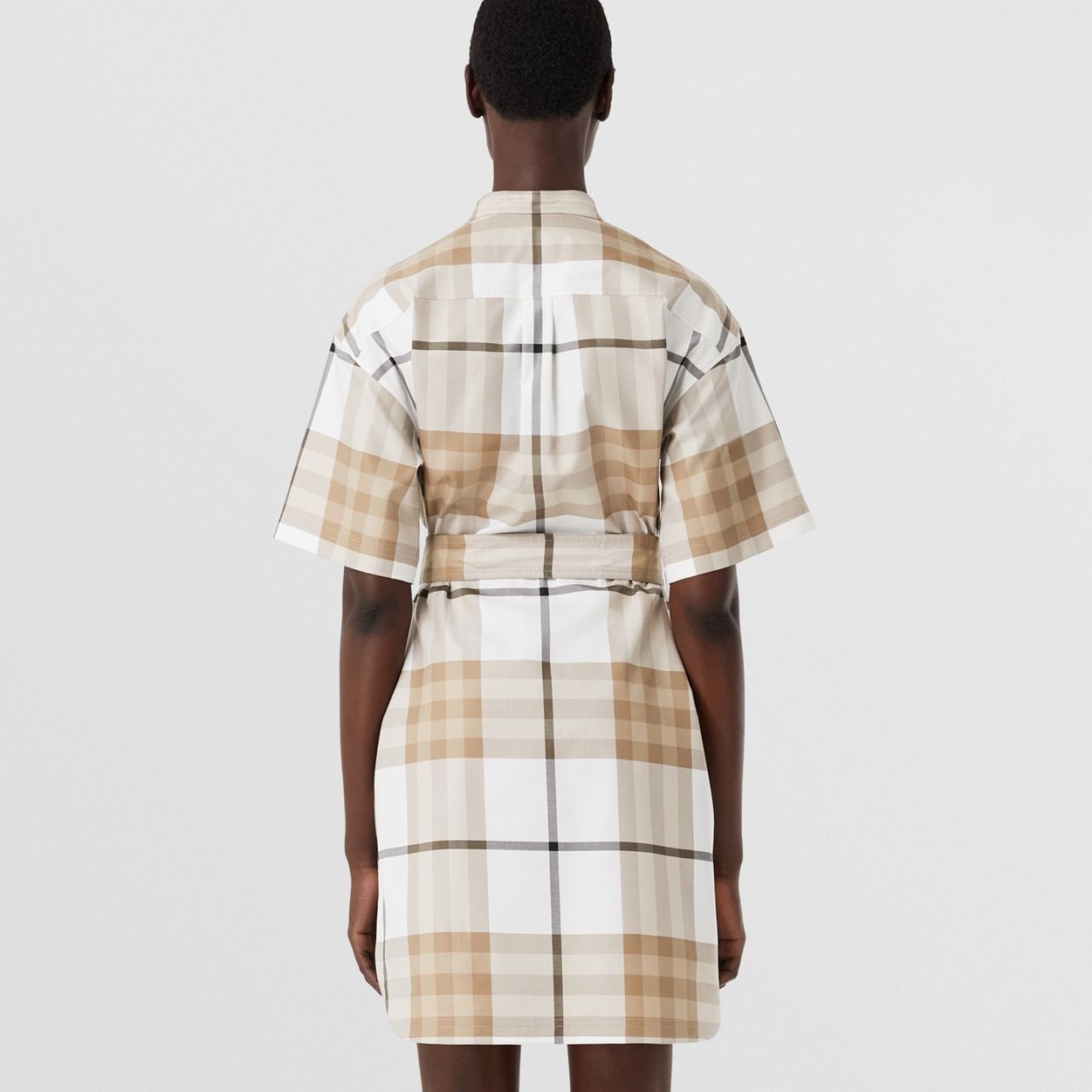 Check Cotton Twill Tie-waist Dress - 4
