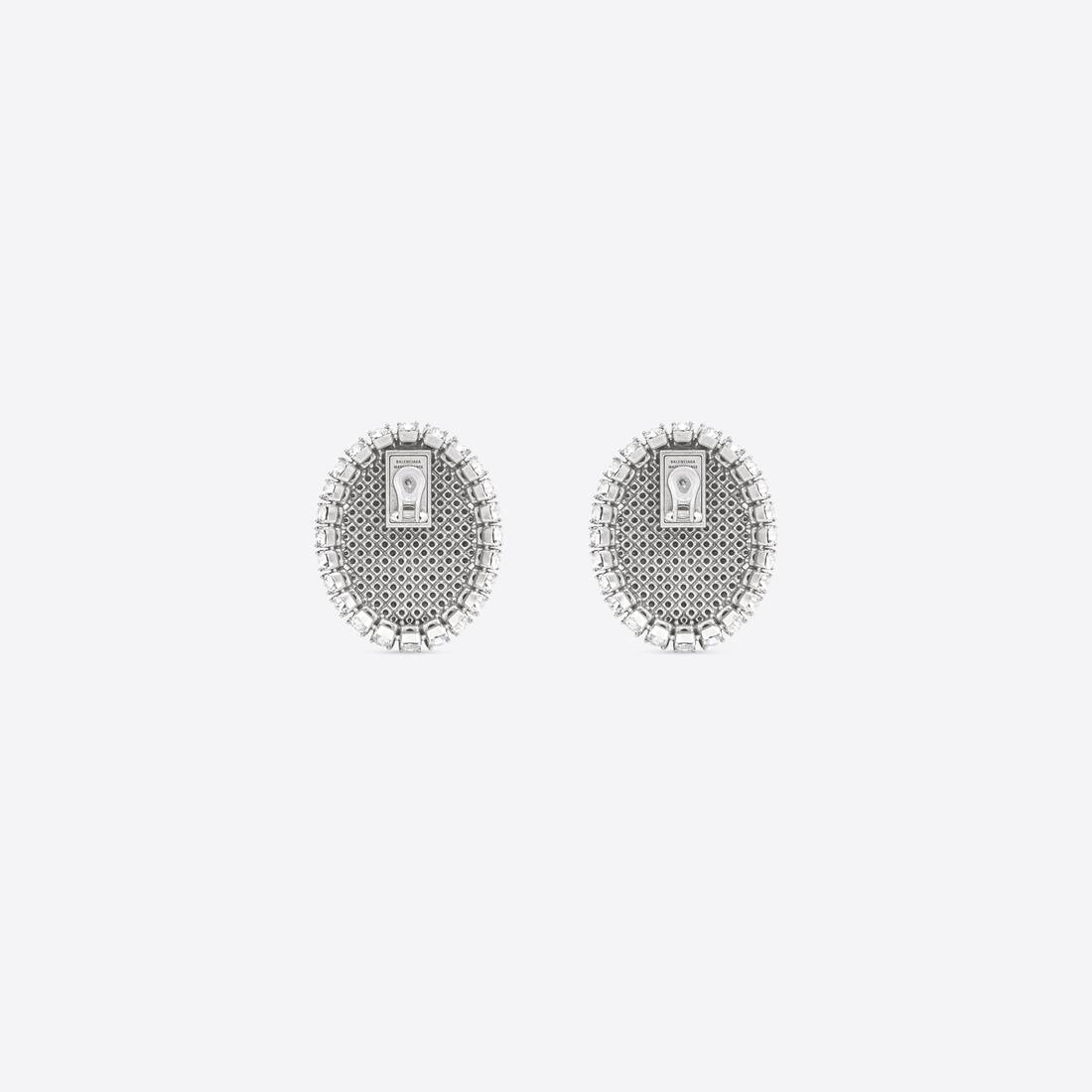 Women's Spark Oval Earrings in Silver - 4
