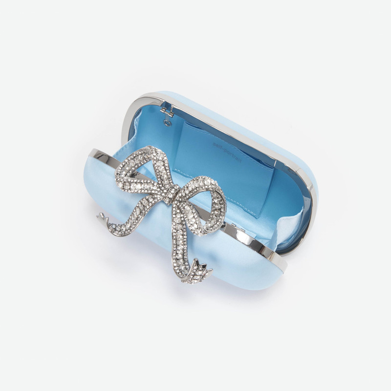 self-portrait Blue Satin Bow Clutch outlook
