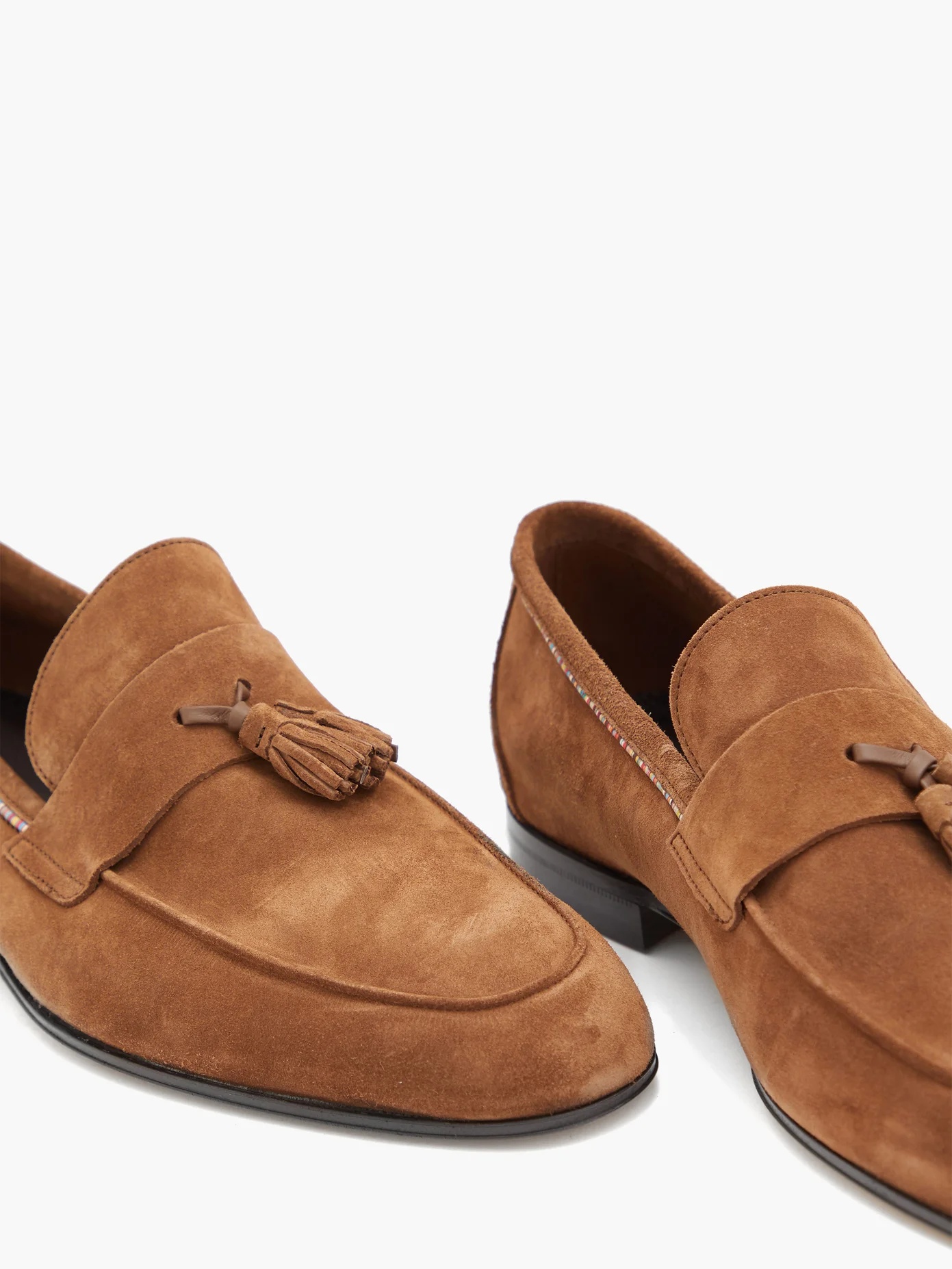 Hilton Signature-stripe tasselled suede loafers - 6