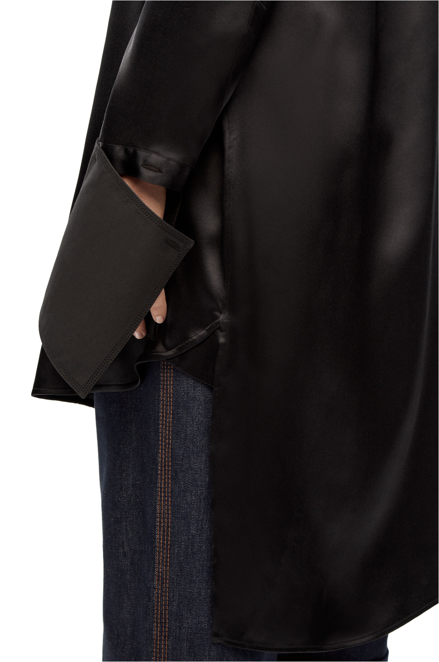 Deconstructed shirt dress in silk - 4