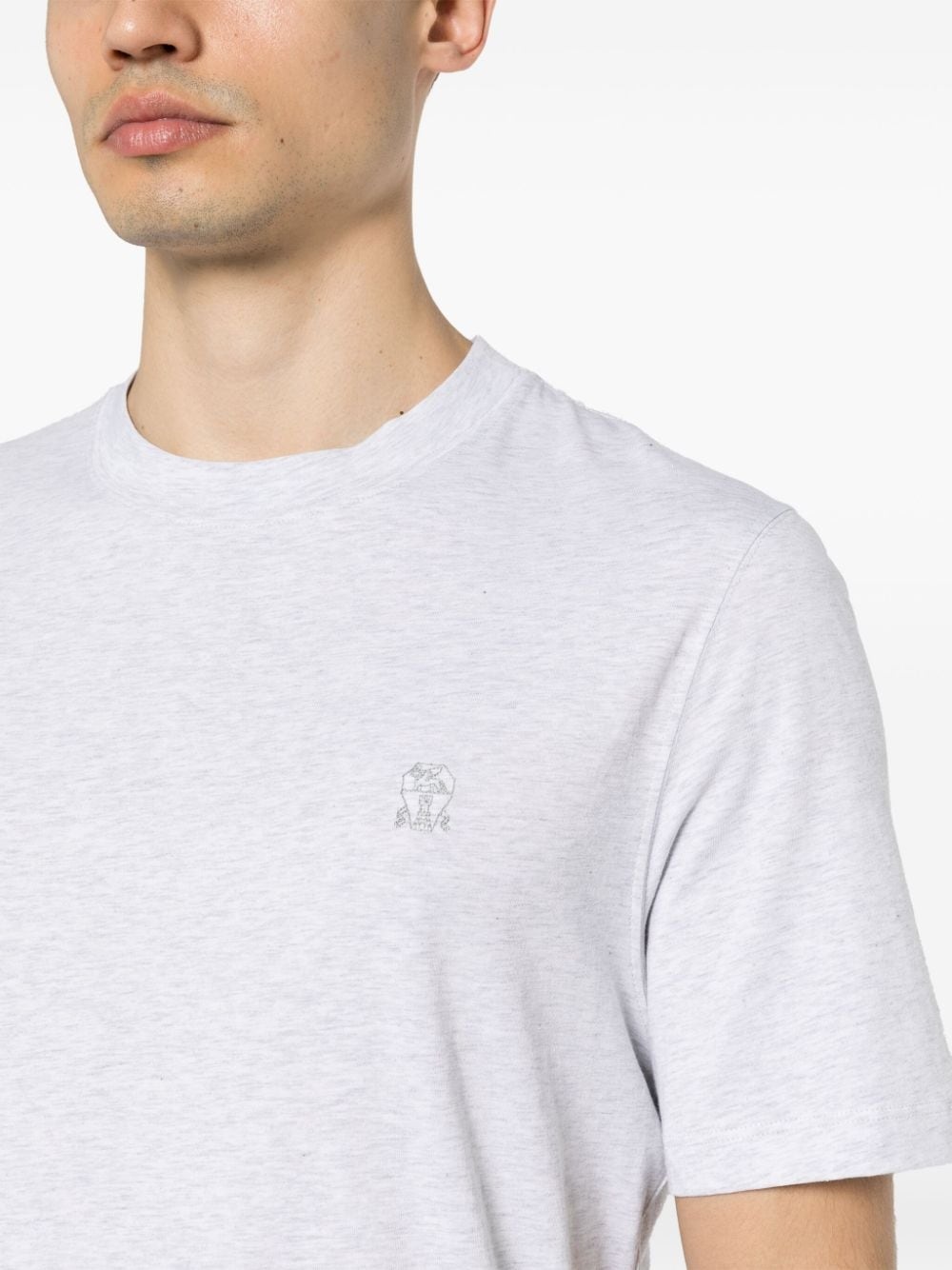 logo-embroidered cotton T-shirt - 5