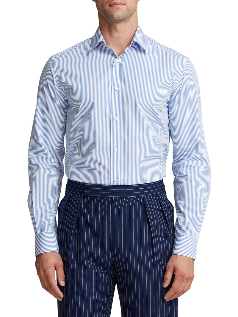 Men's Philip NK Striped Cotton Long-Sleeve Shirt - Blue White 3