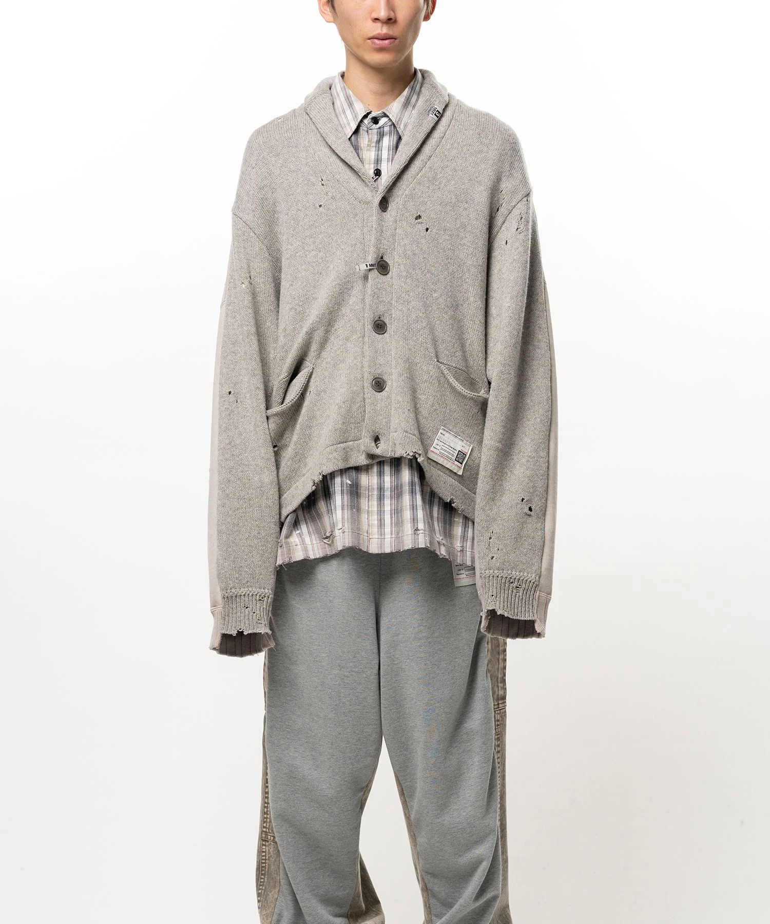Sweatshirt Combined Knit Cardigan - 1