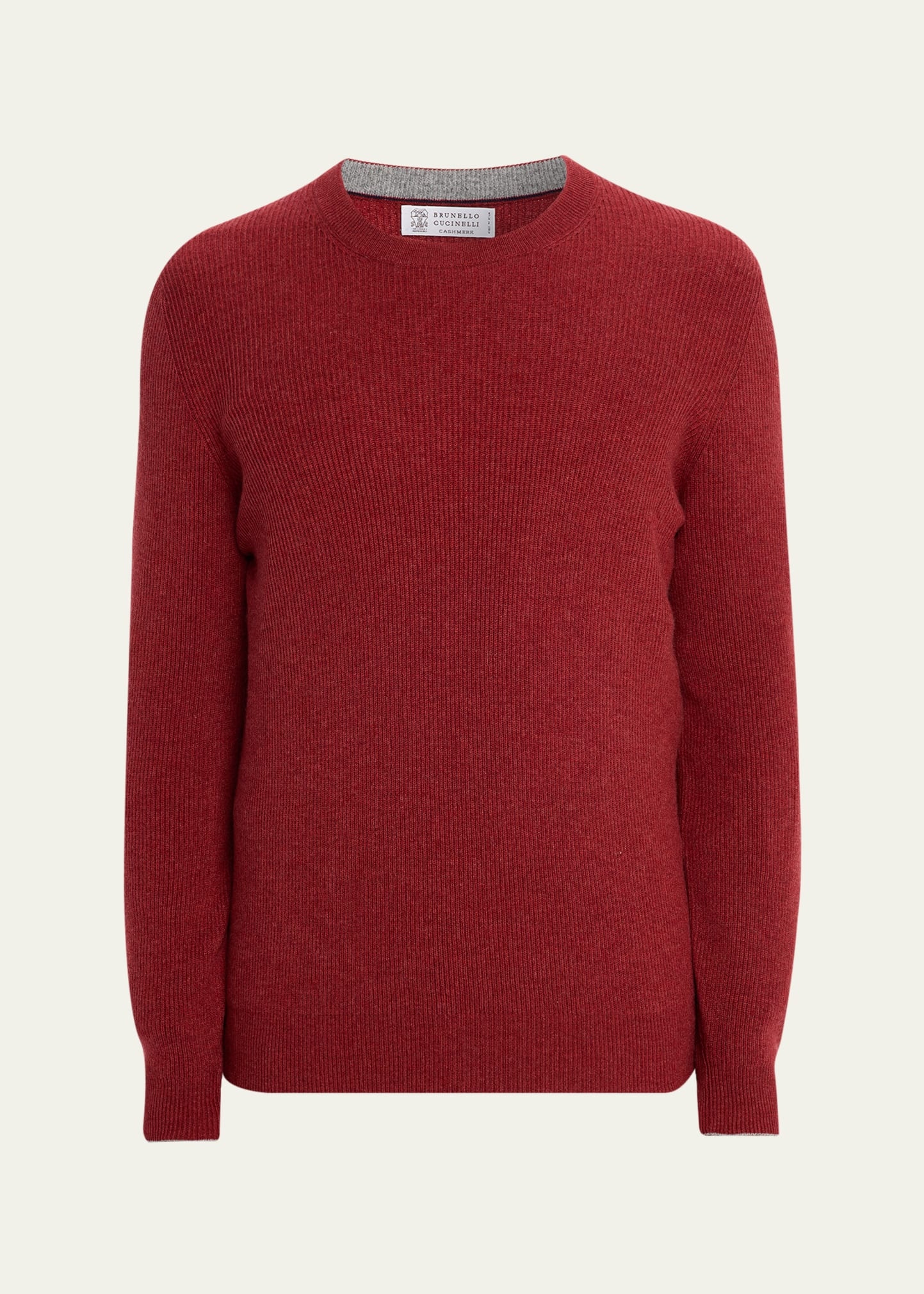 Men's Cashmere English Rib Crewneck Sweater - 1