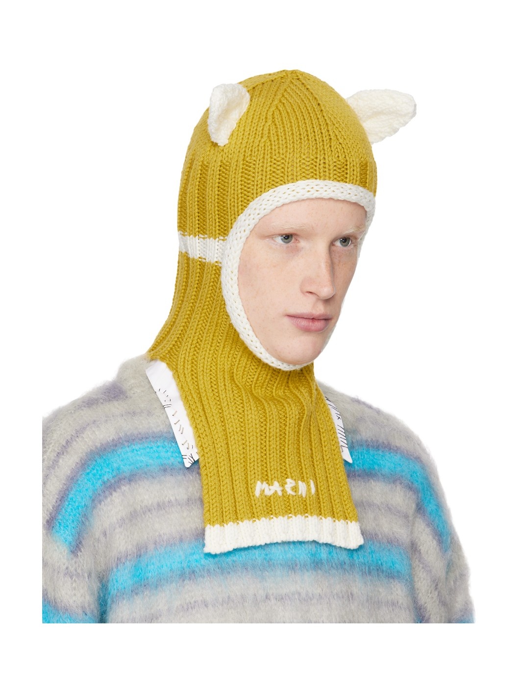 Yellow & Off-White Ears Balaclava - 4