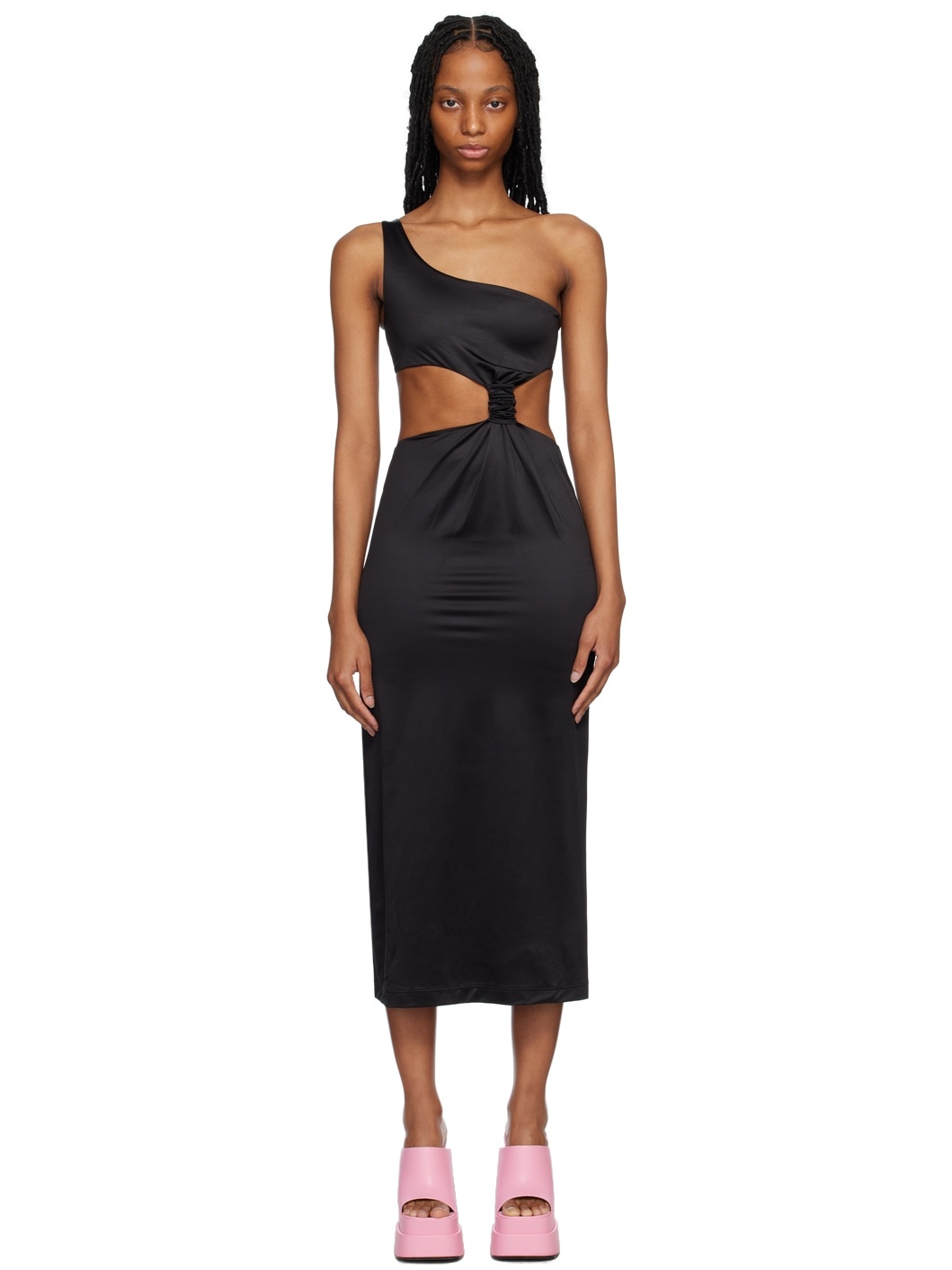 Black Knotted Cover-Up Dress - 1
