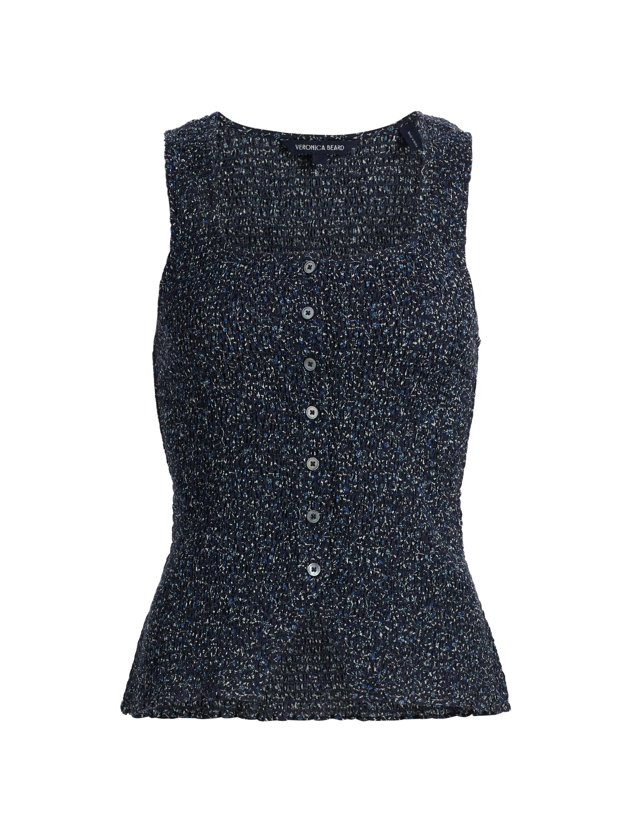 Women's Indie Smocked Printed Top - Navy Multi - 1