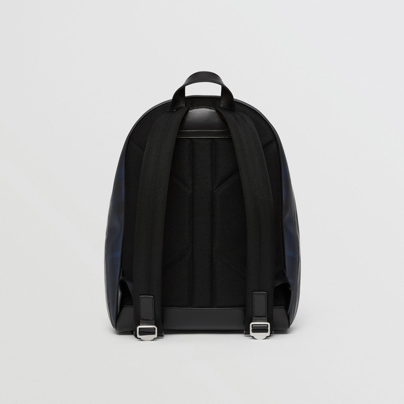 Exaggerated Check and Leather Backpack 8