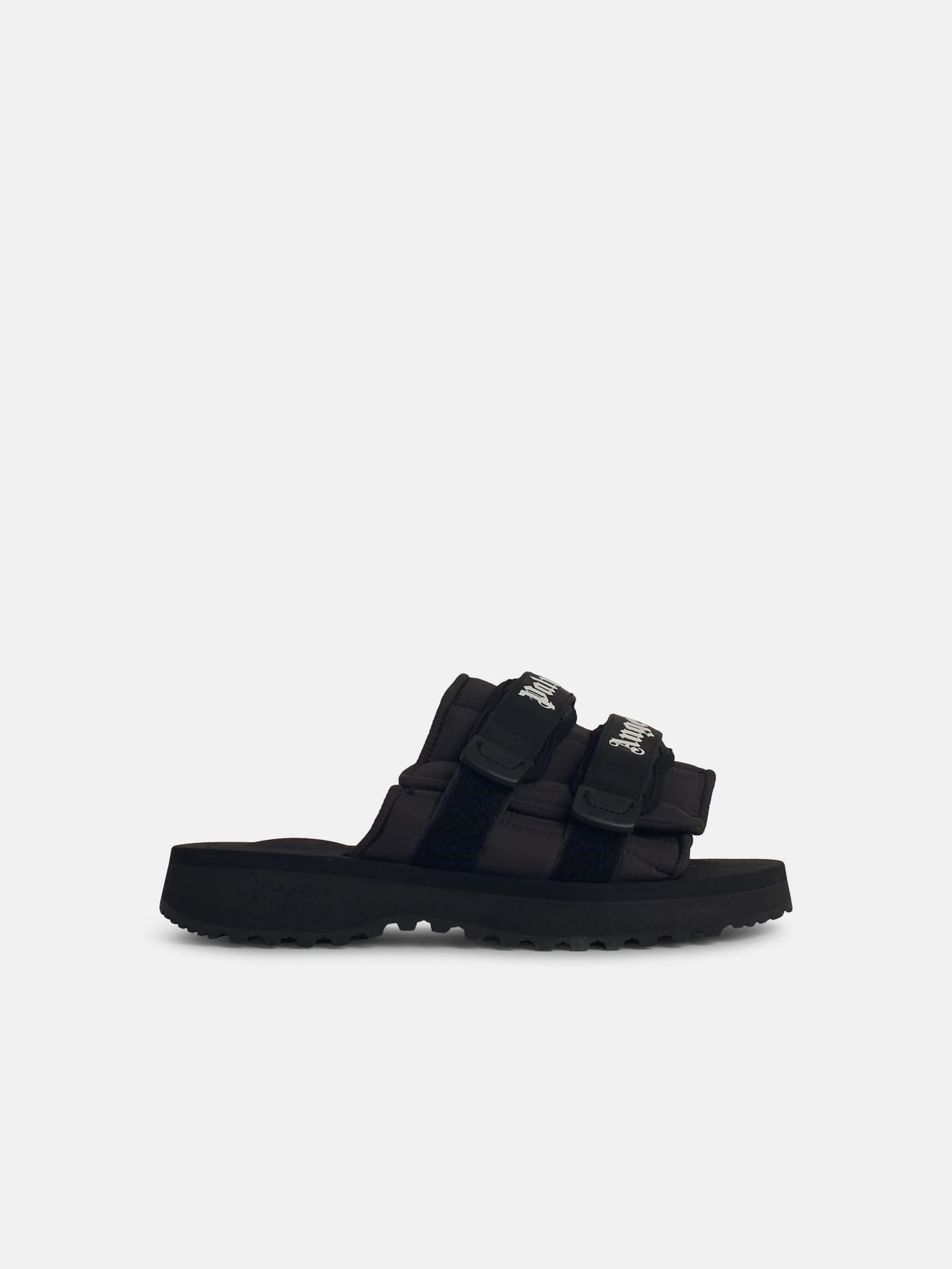 'MOTO-P' BLACK SYNTHETIC FIBRE SANDALS - 1