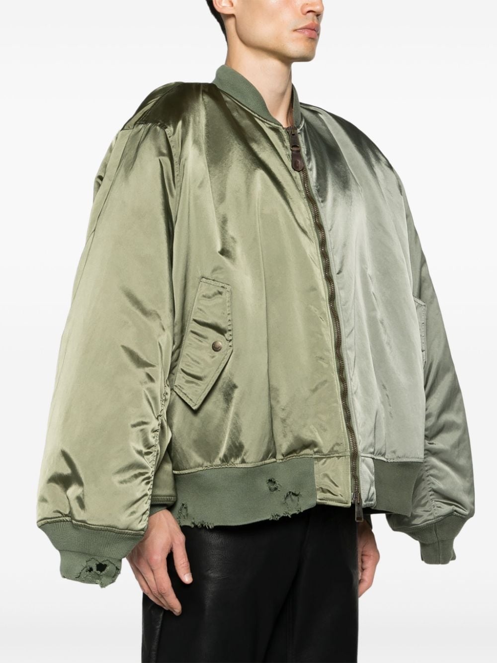 double-sleeve satin bomber jacket - 4