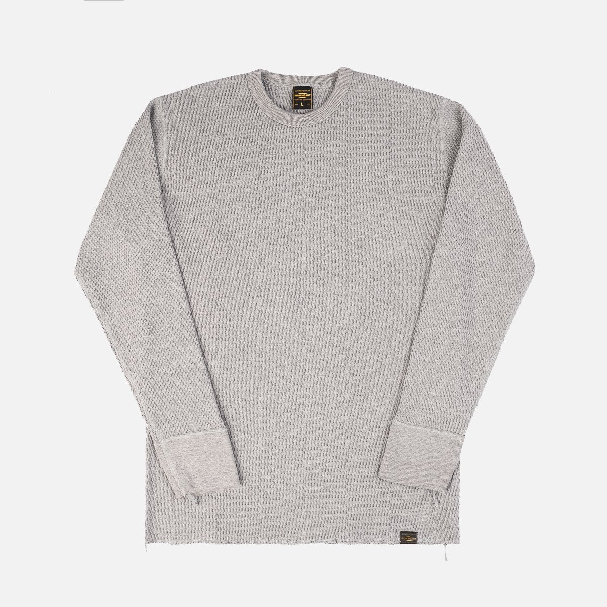 IHTL-1213-GRY Waffle Knit Long Sleeve Thermal Henley Grey