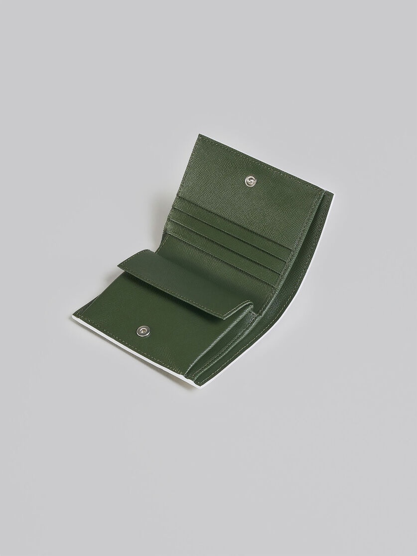 GREEN SAFFIANO LEATHER BI-FOLD WALLET WITH STUDS - 5