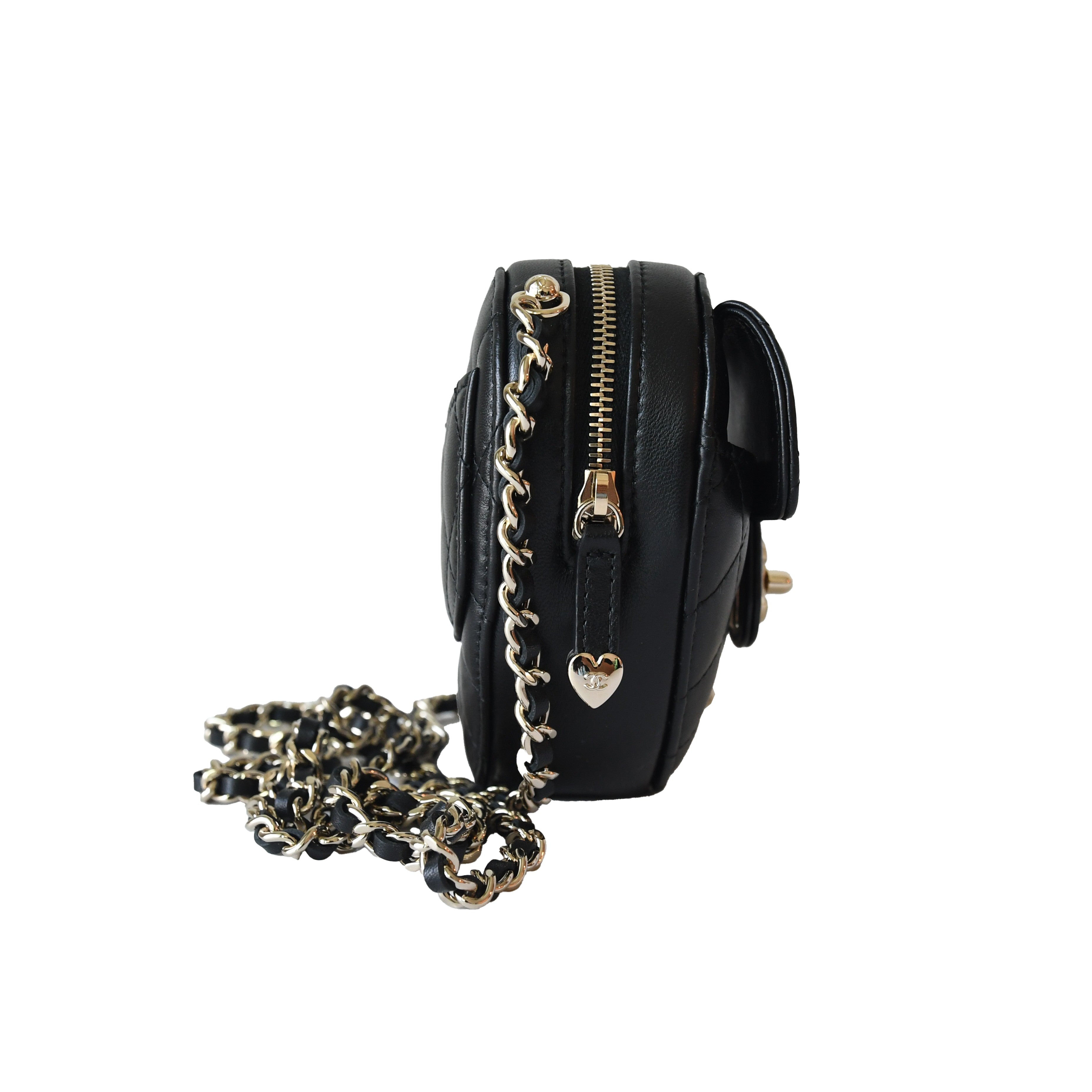Chanel CC Lambskin Quilted In Love Heart Bag Gold Hardware Black - 3