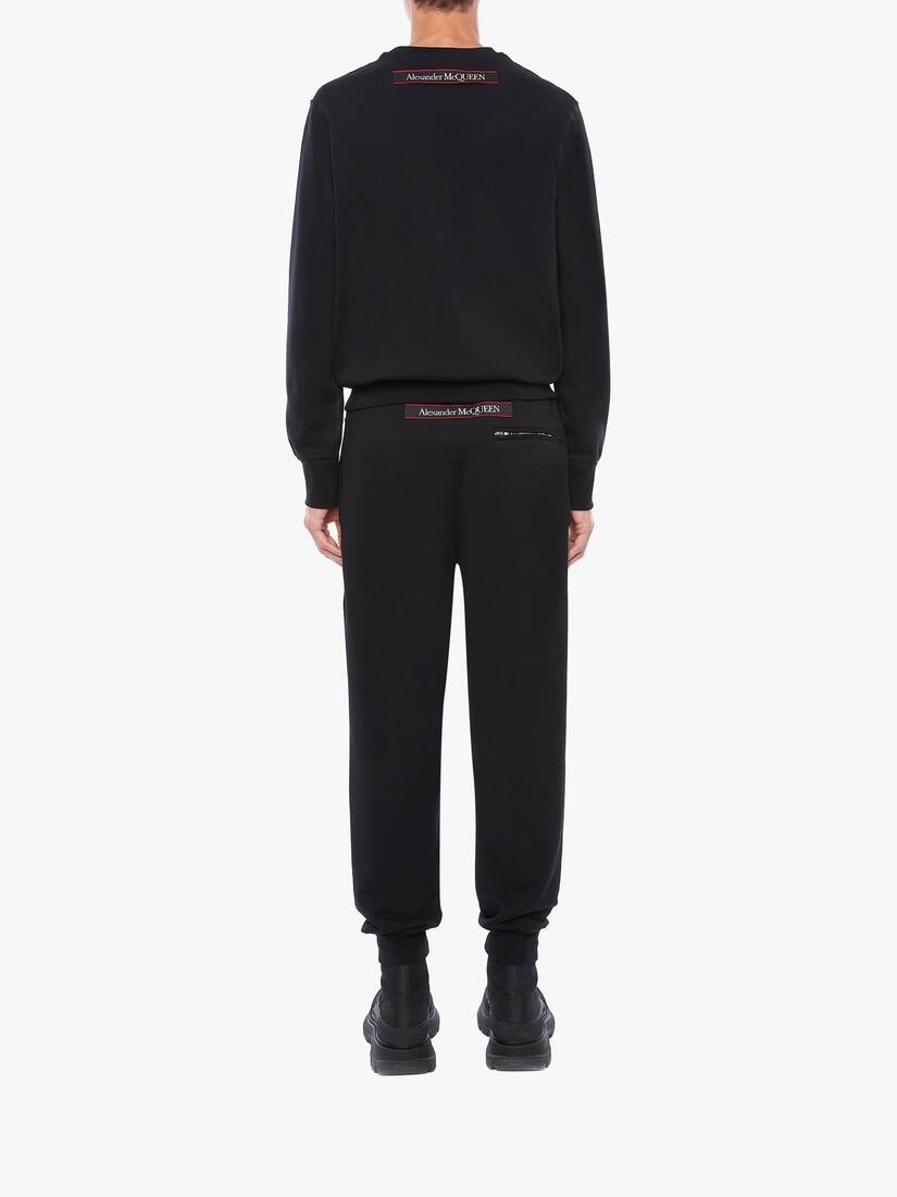 Selvedge Logo Tape Detail Joggers in Black - 4