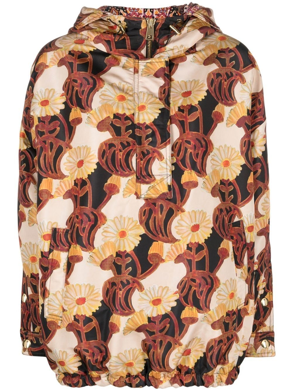 floral print hooded jacket - 1