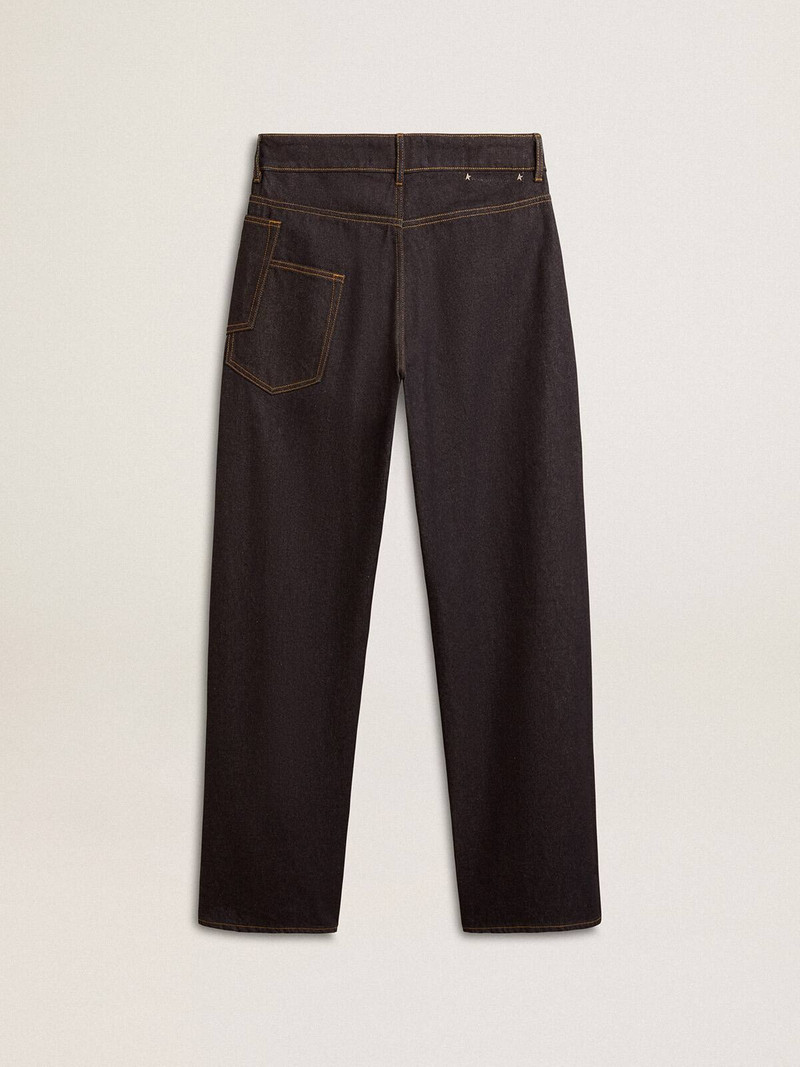 Golden Goose Men’s dark blue wide-leg jeans in one-wash denim outlook