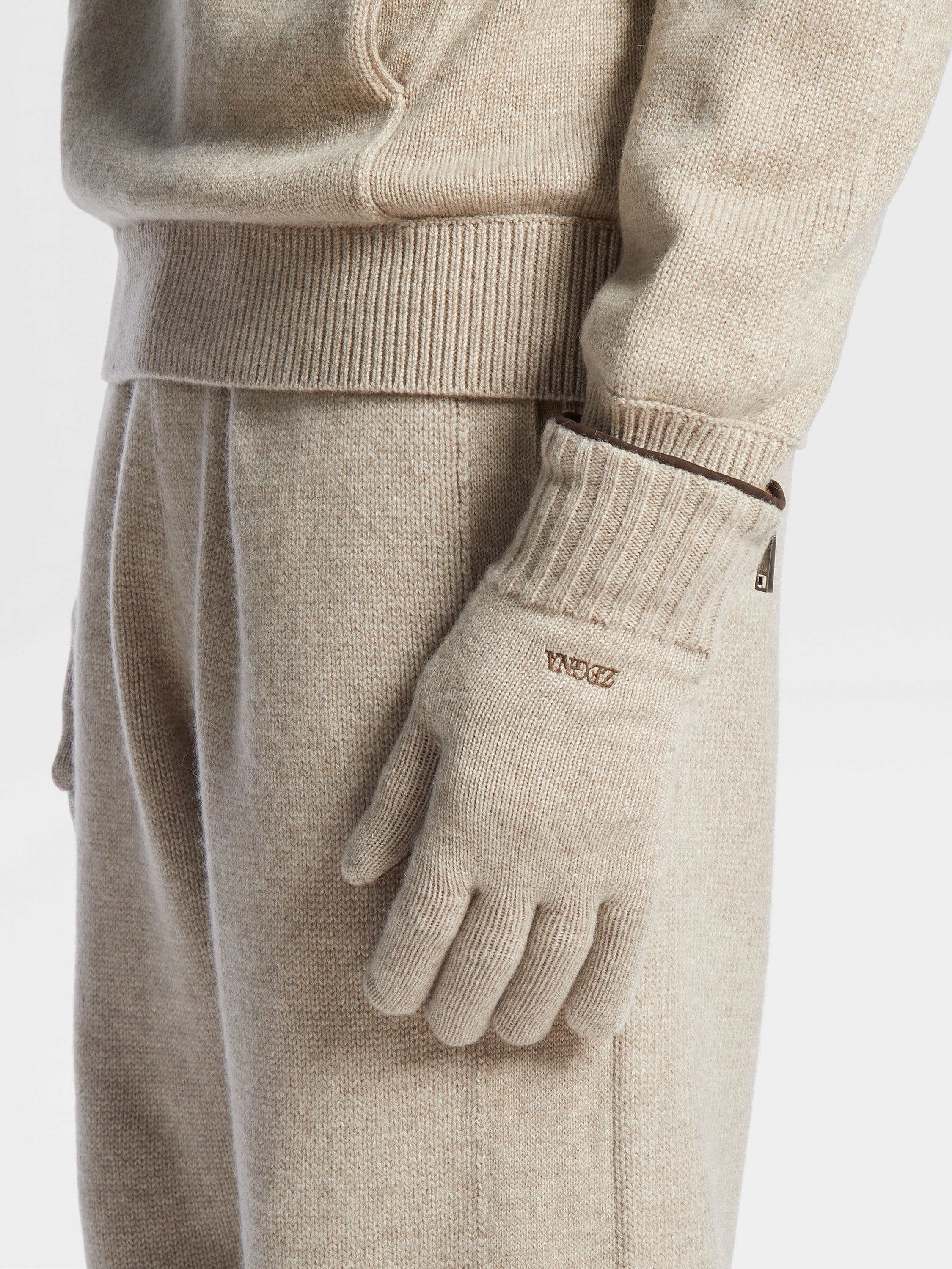 BEIGE OASI CASHMERE GLOVES - 3