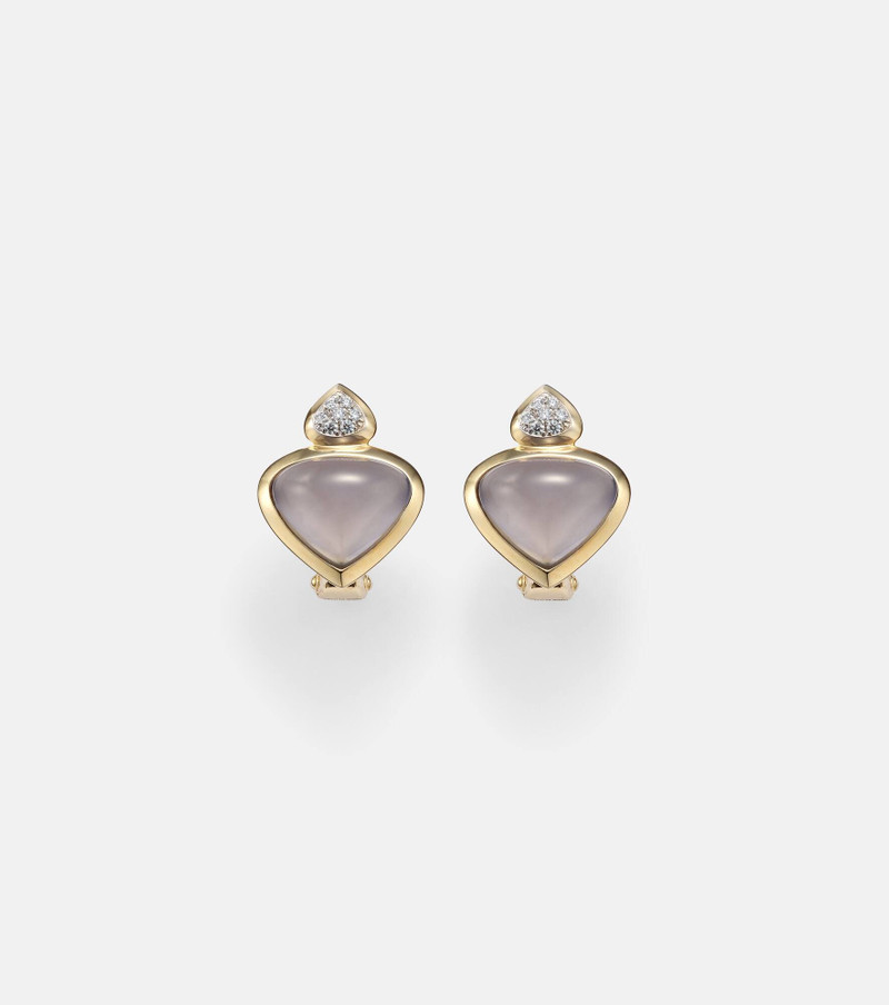 Trisolina 18kt gold earrings with blue chalcedony and diamonds 1