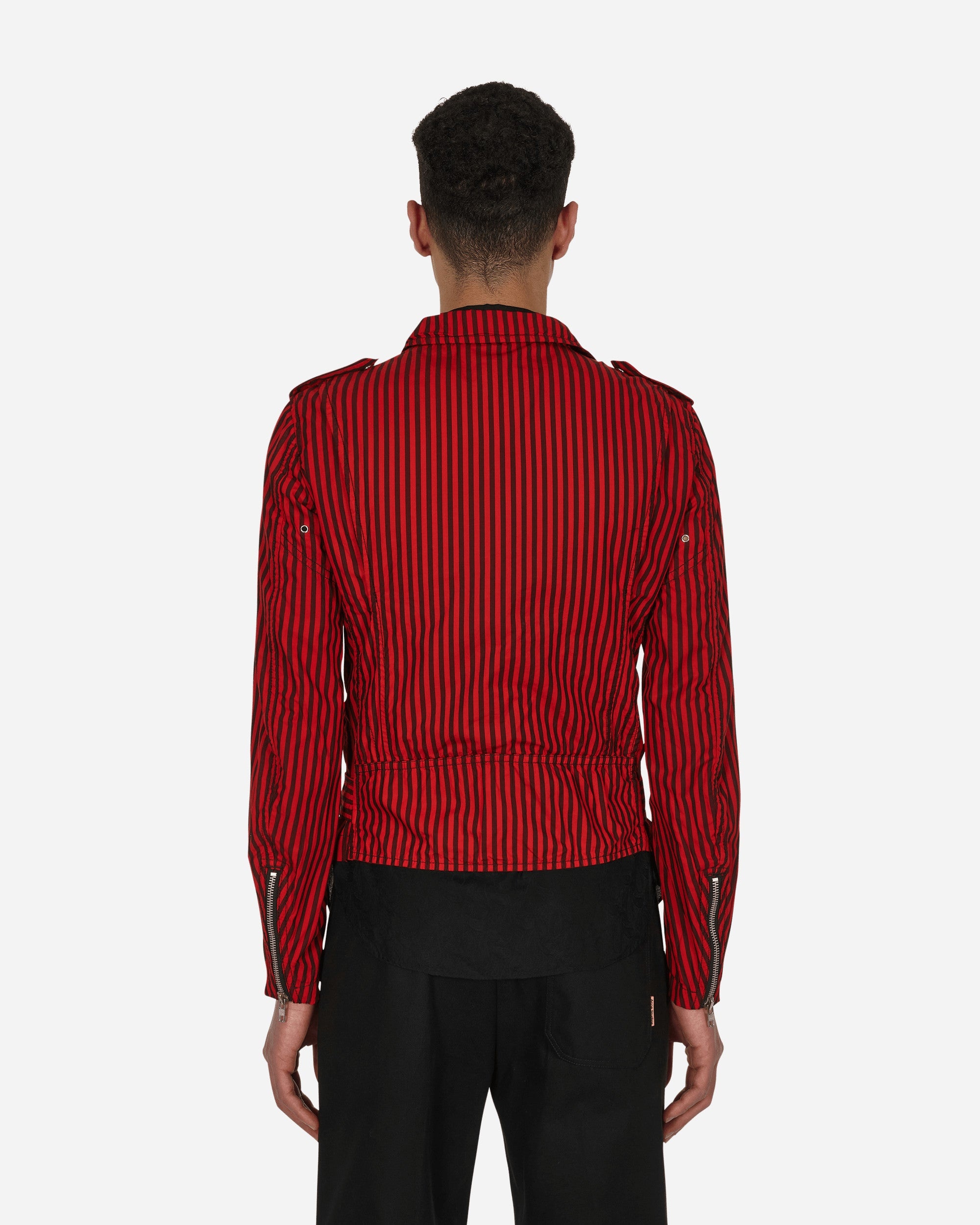 Stripe Biker Jacket Red - 3