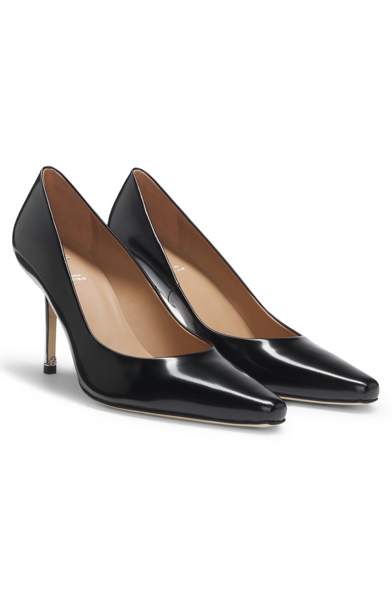 LEATHER PUMPS WITH SILVER-TONE HEEL 2