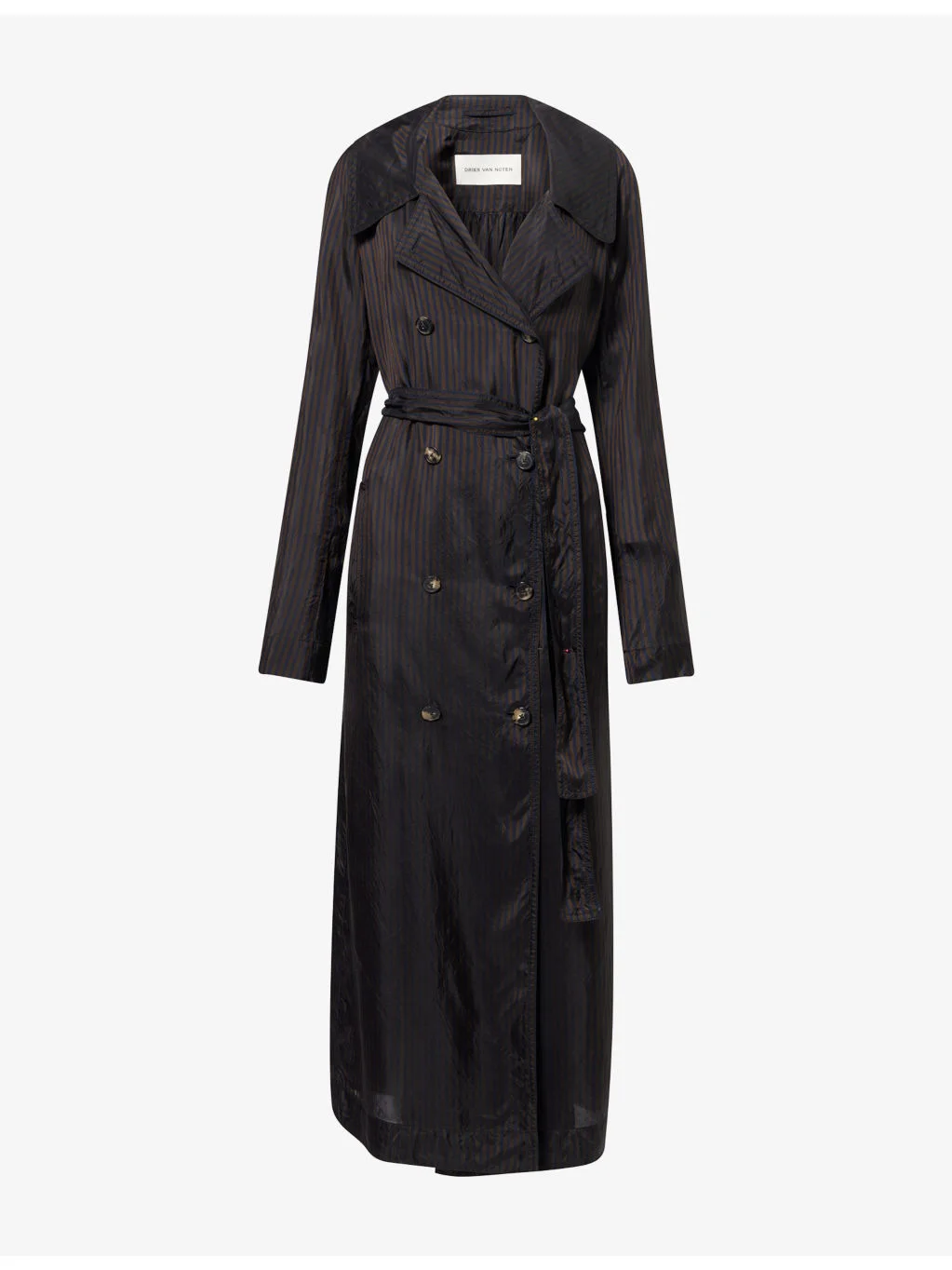 Rolana Stripe-Pattern Cupro Trench Coat - 1