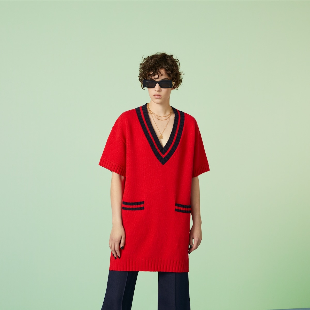 Wool dress with Interlocking G - 5