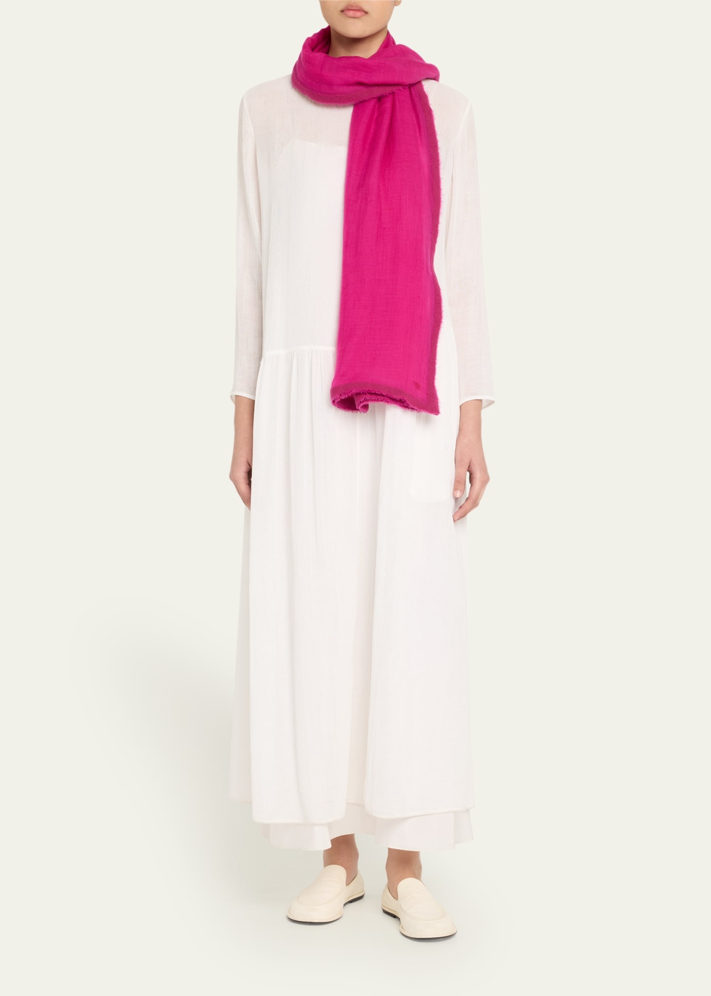 Fioko Fuzzy Edge Cashmere Scarf - 2