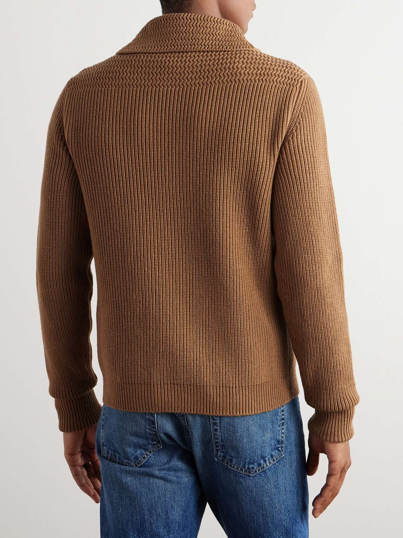 Slim-Fit Shawl-Collar Ribbed Cashmere Cardigan - 4