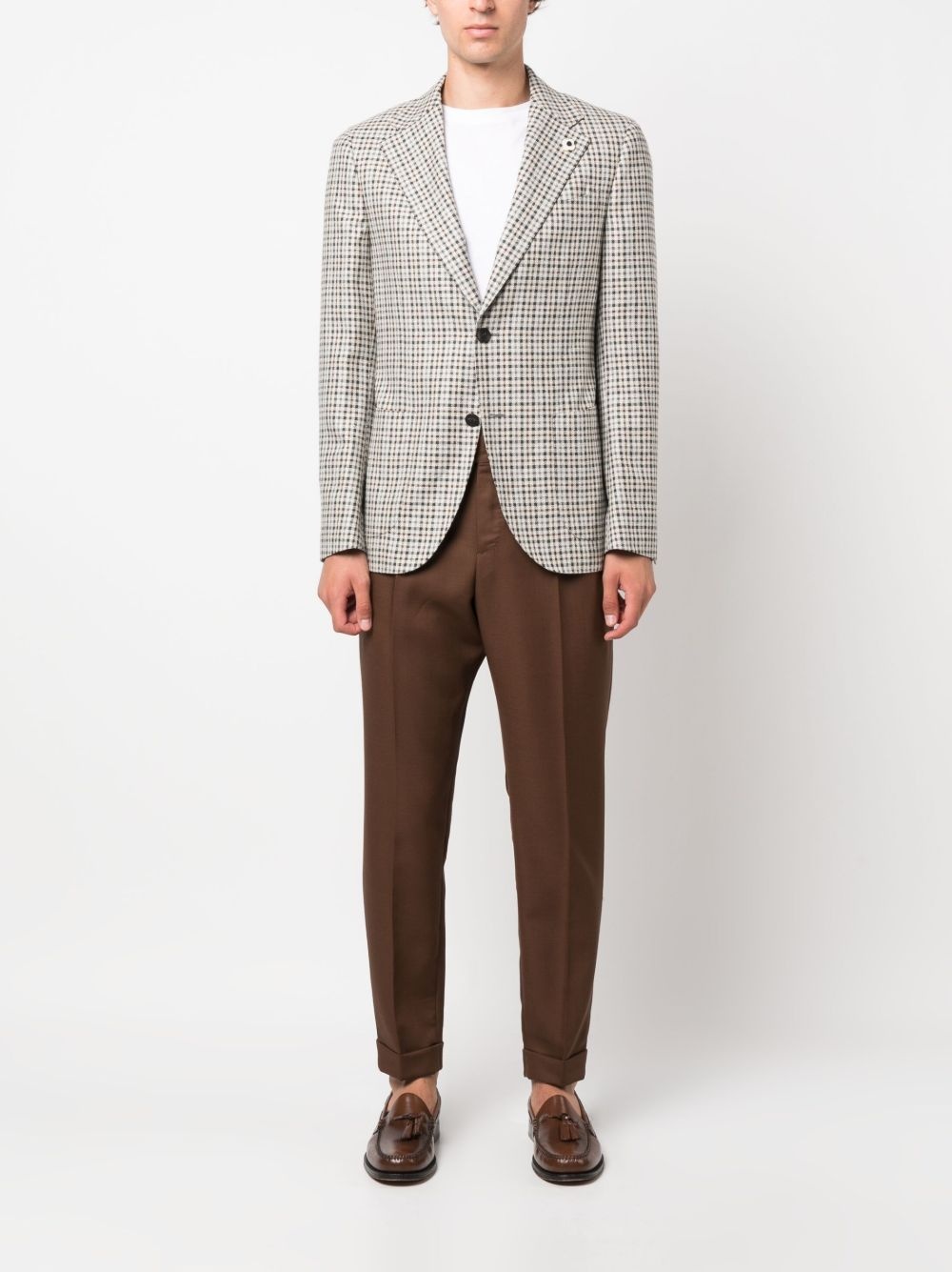 single breasted wool-blend blazer - 2