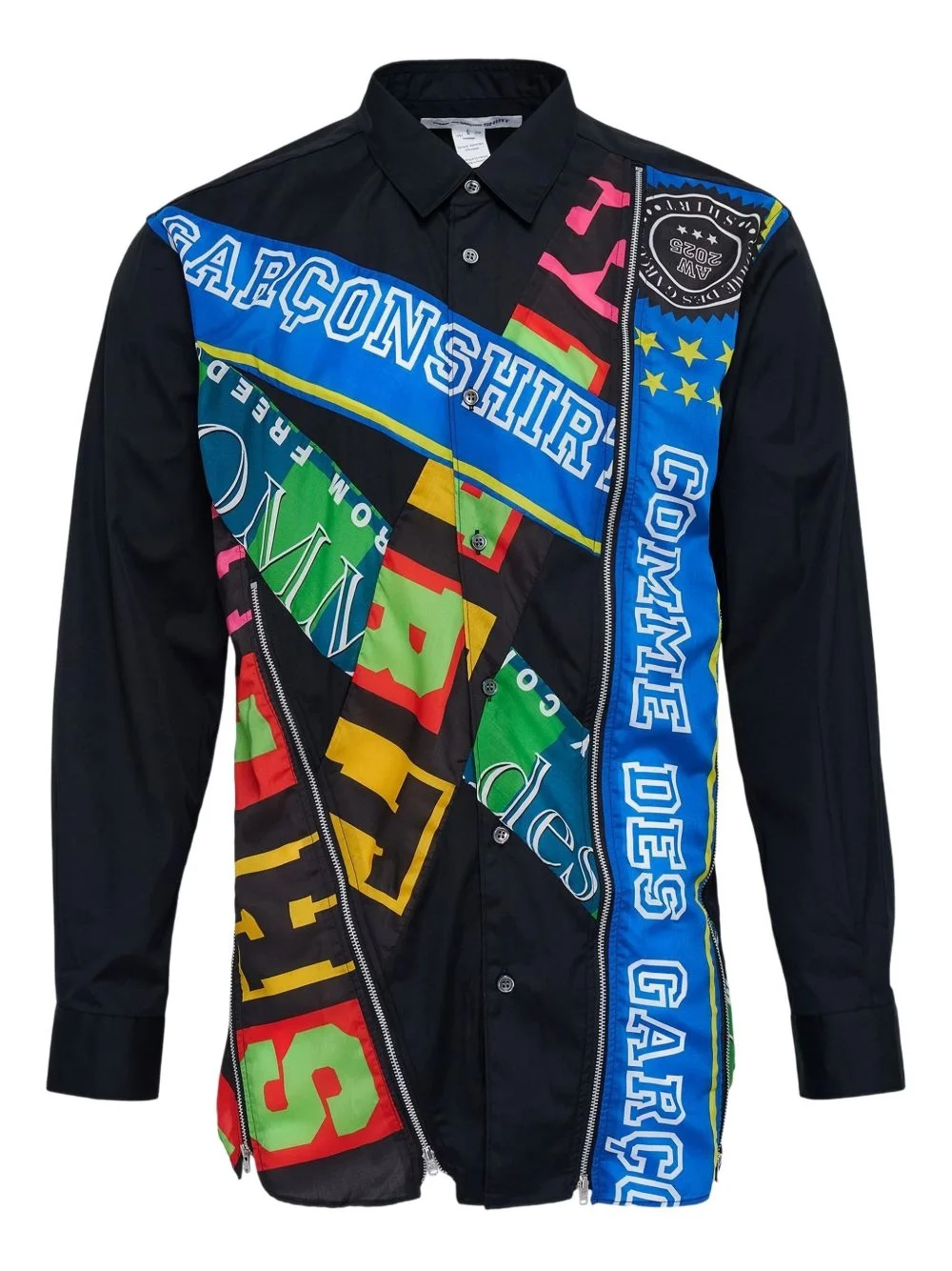 letter-print zip-embellished shirt - 1