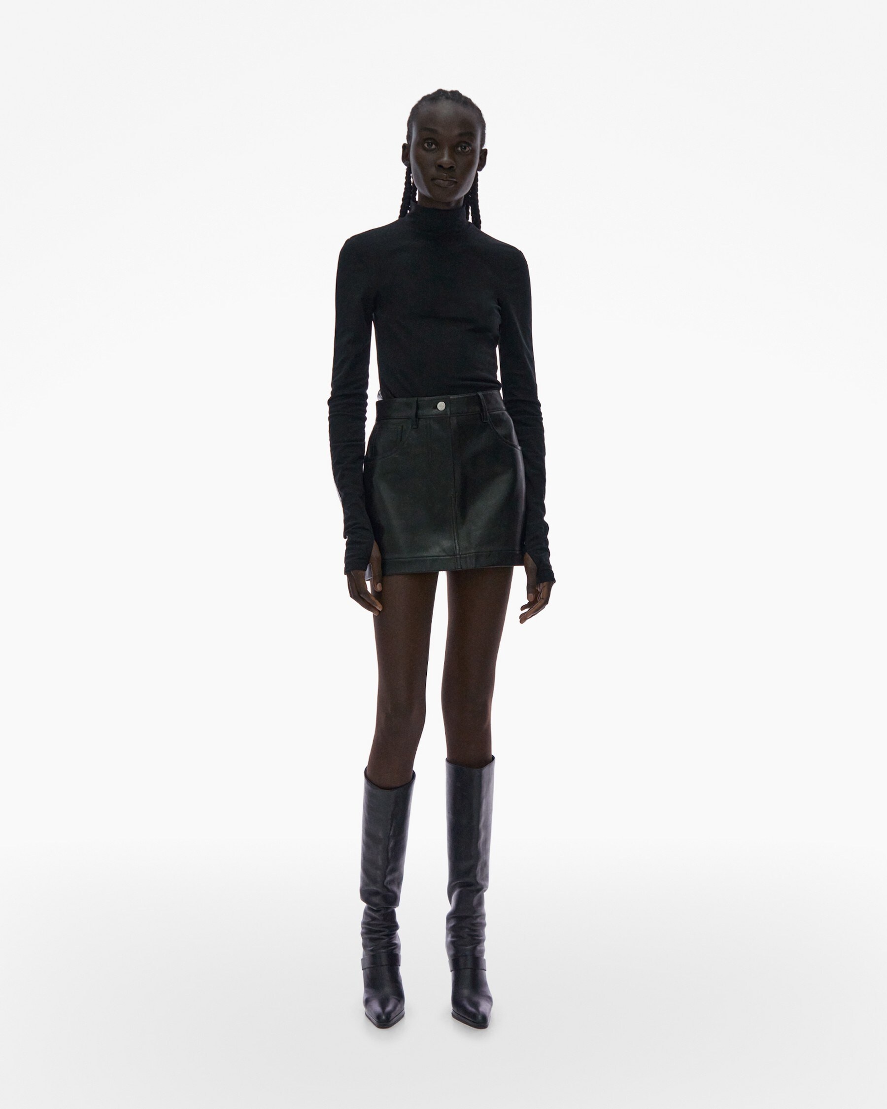 LEATHER 5-POCKET MINI SKIRT - 2