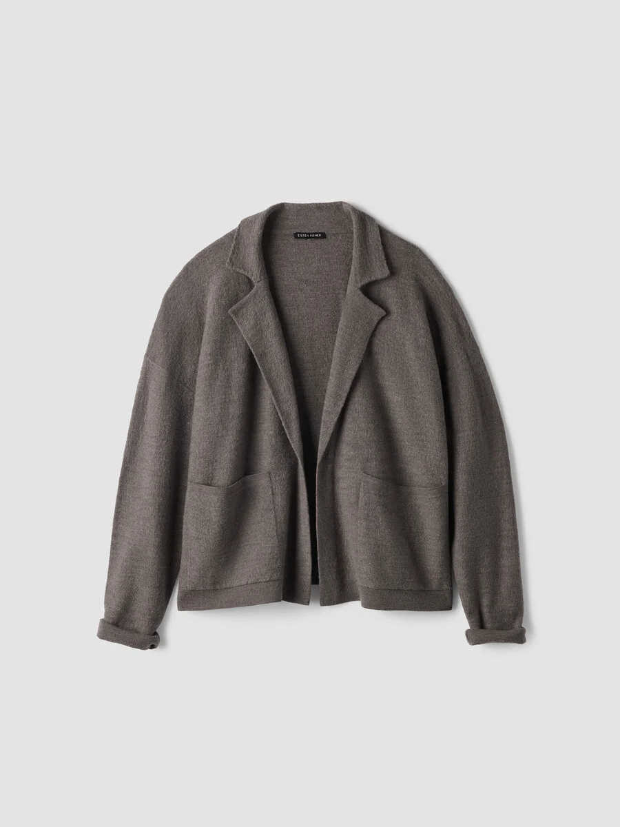Fine Felted Wool Notch Collar Cardigan in Regenerative Wool - 1