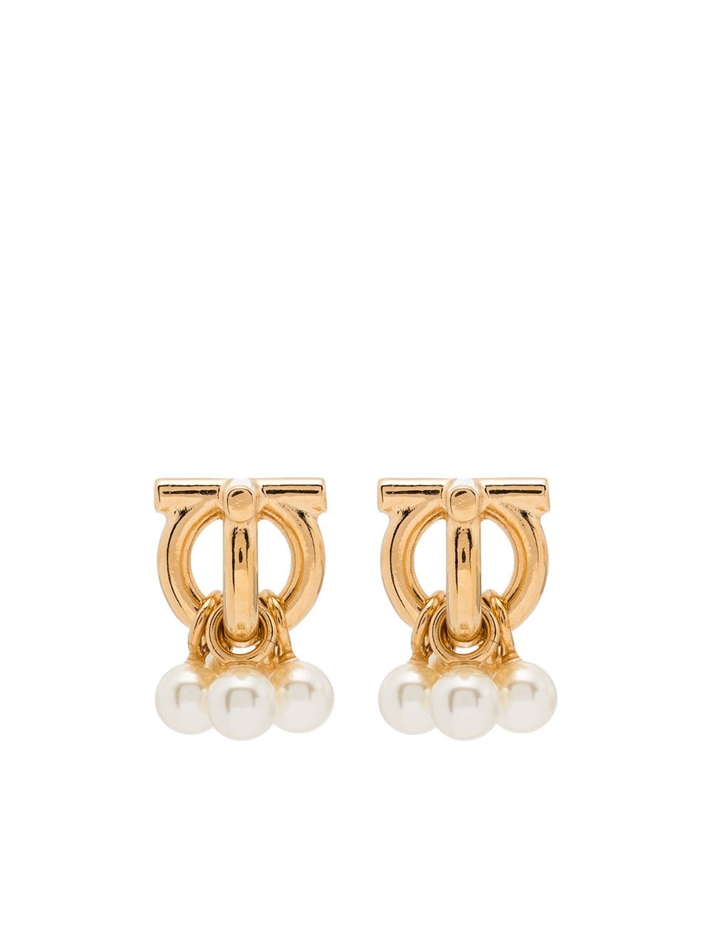 Gancini pearl-embellished stud earrings - 1