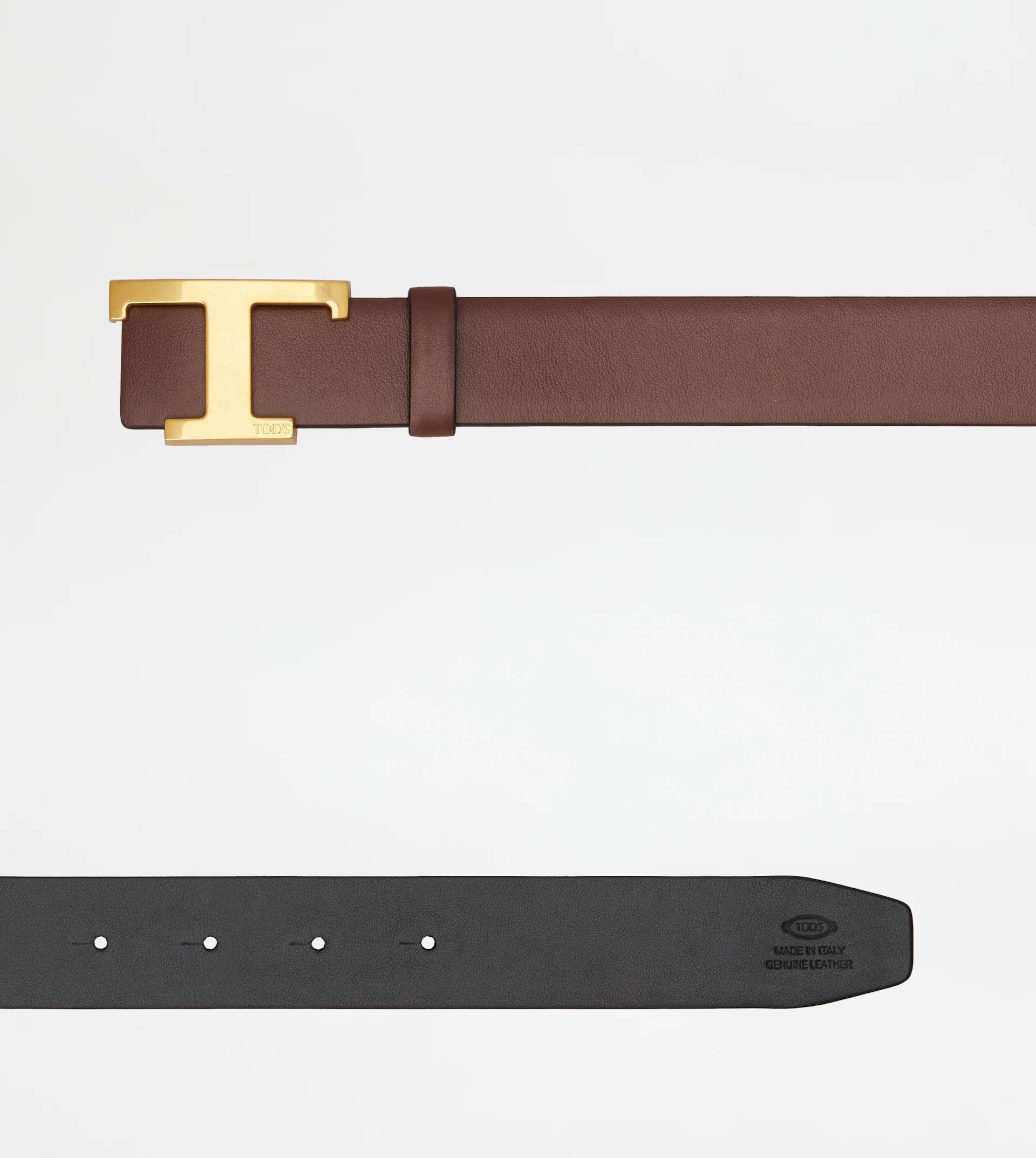 T TIMELESS REVERSIBLE BELT IN LEATHER - BROWN, BLACK - 3