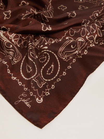 Golden Goose Black-coffee-colored Golden Collection scarf with paisley pattern outlook
