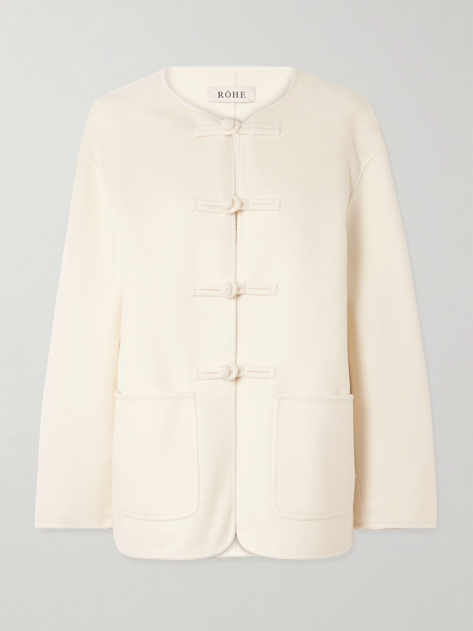 Embroidered wool jacket Off-white - 1
