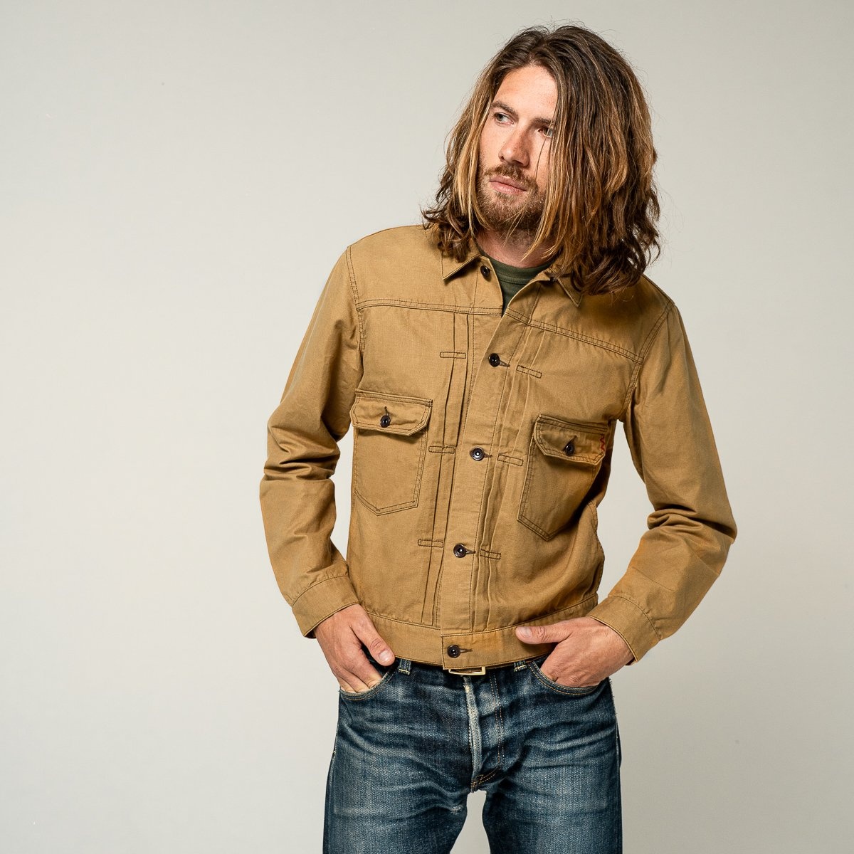 IHJ-134-MUS 9oz Paraffin Coated OX Type II Jacket - Mustard - 4