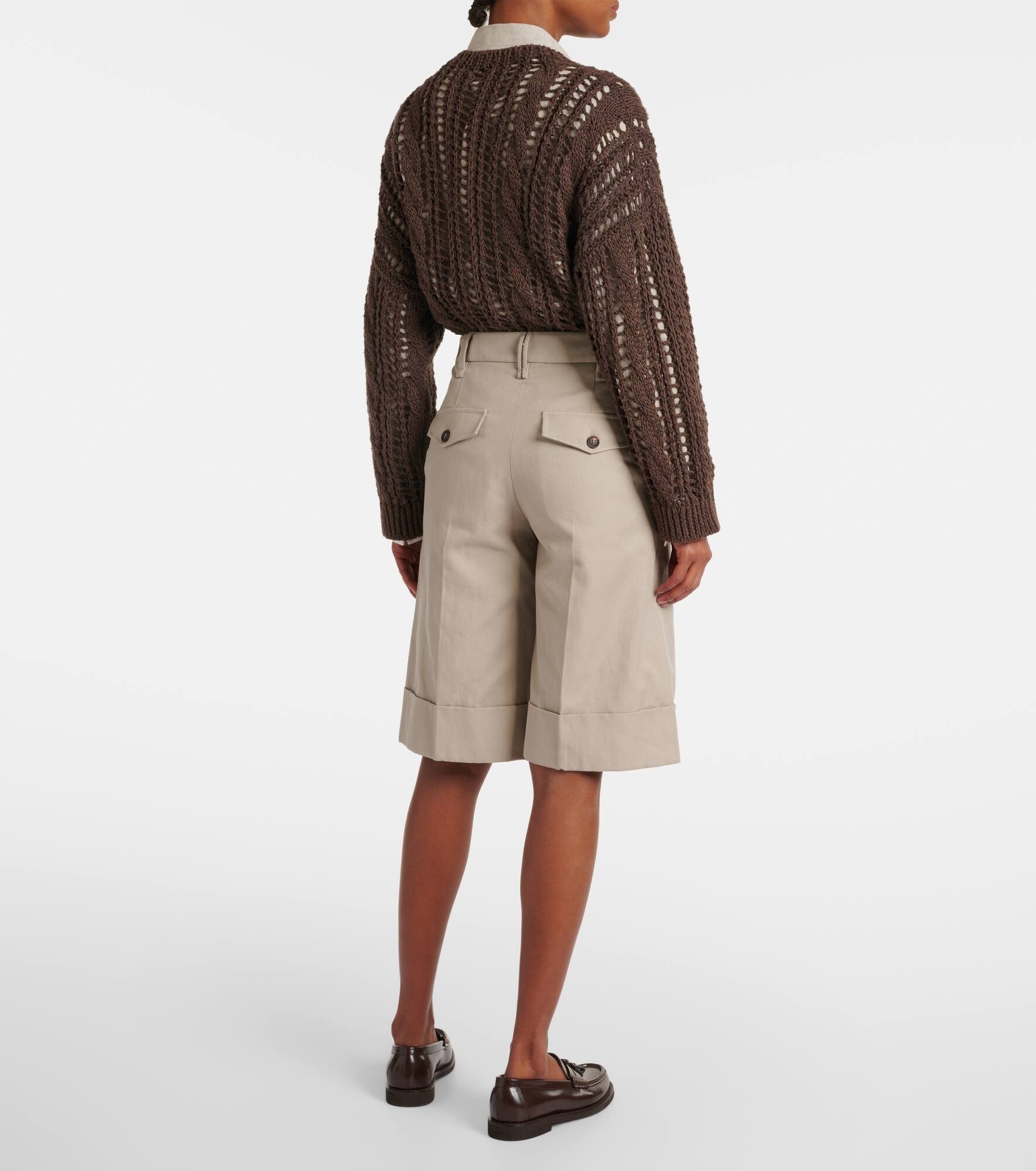 Cotton and linen Bermuda shorts - 3