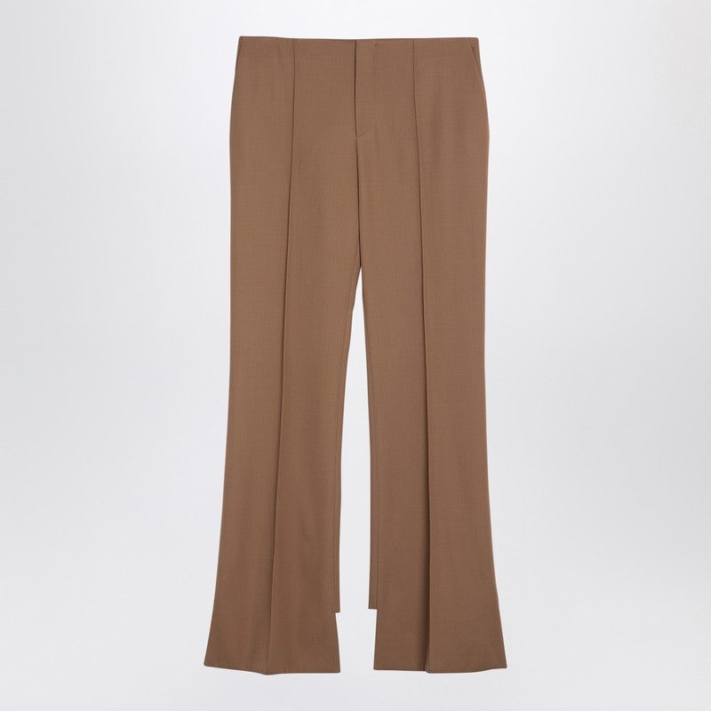 BEIGE ASYMMETRICAL WOOL TROUSERS - 1