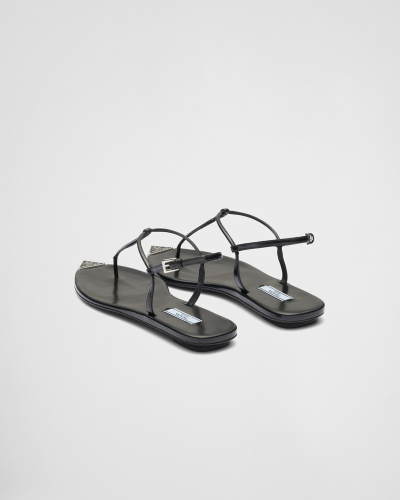 Brushed leather thong sandals 5