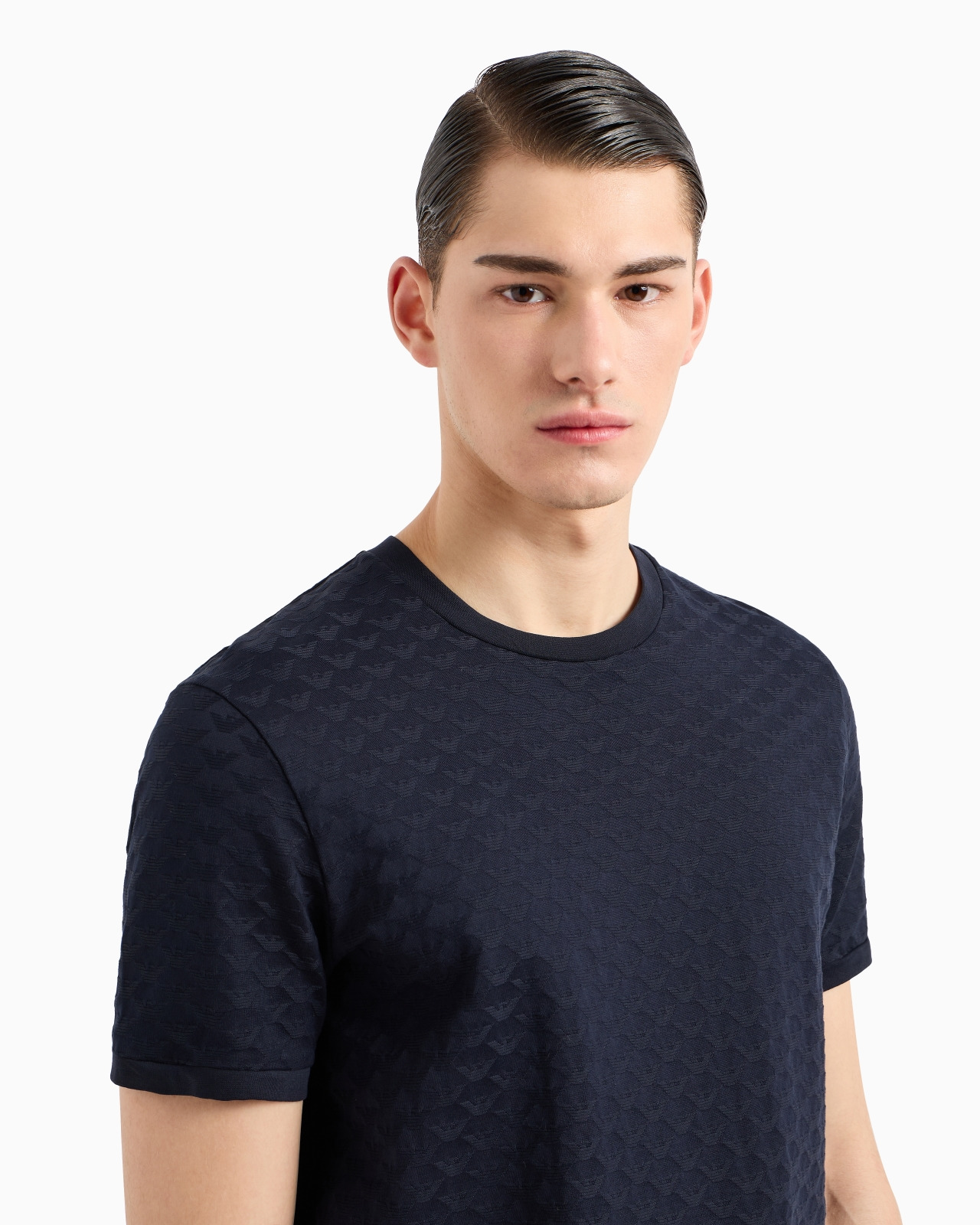 Mercerised-jersey T-shirt with all-over jacquard eagle - 5