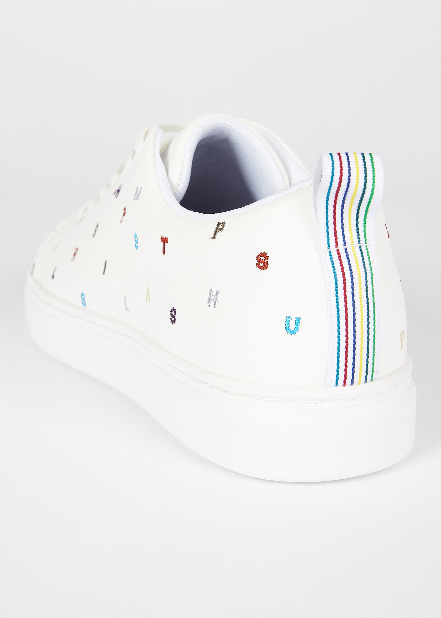 White 'Lee' Letters Embroidered Trainers - 3