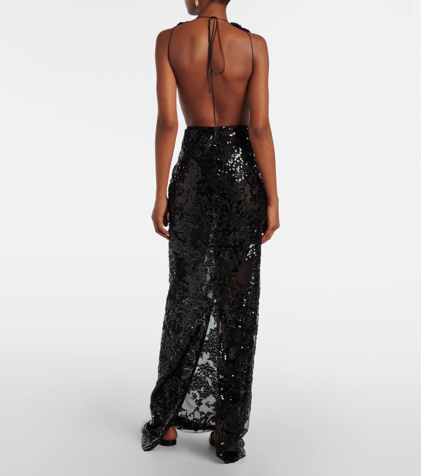 Sequined high-rise tulle maxi skirt - 3